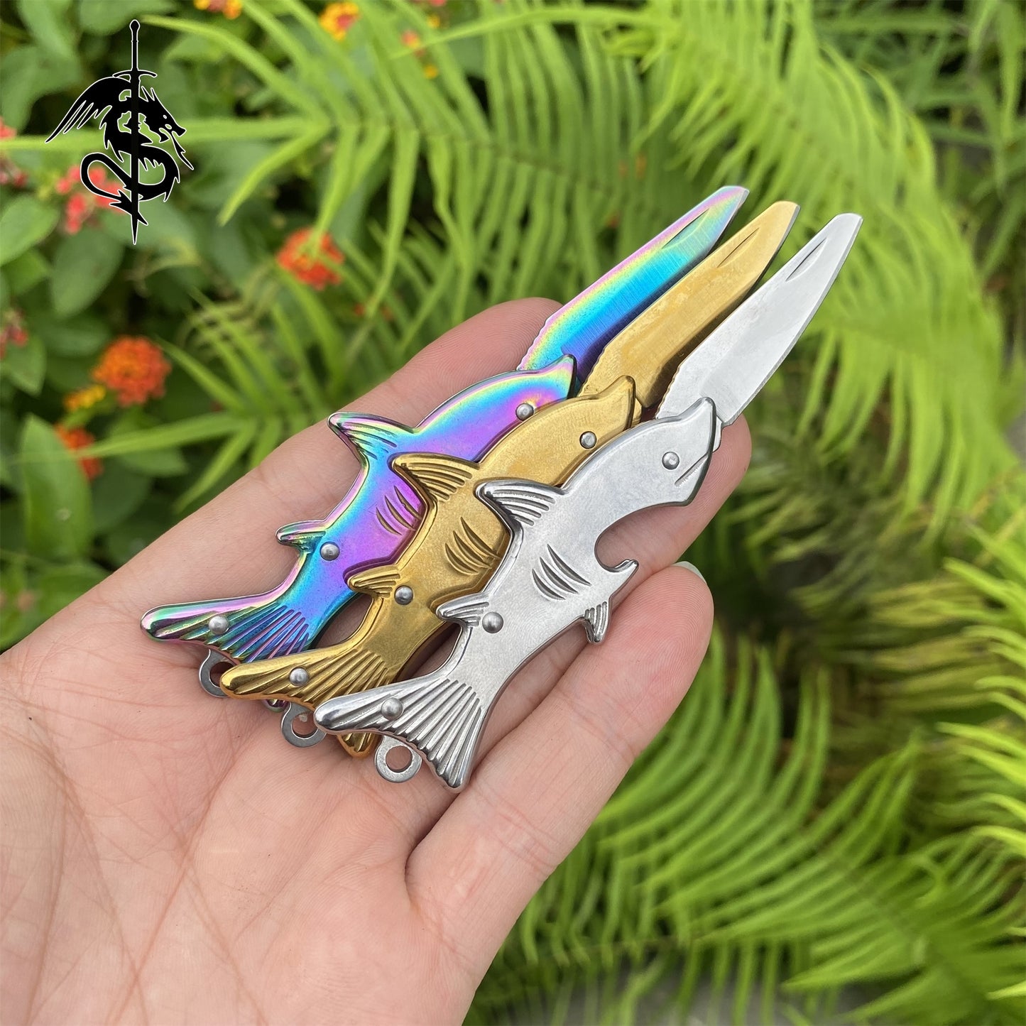 Steel Fish Handle Creative EDC Knife 3 Pcs USA Stock