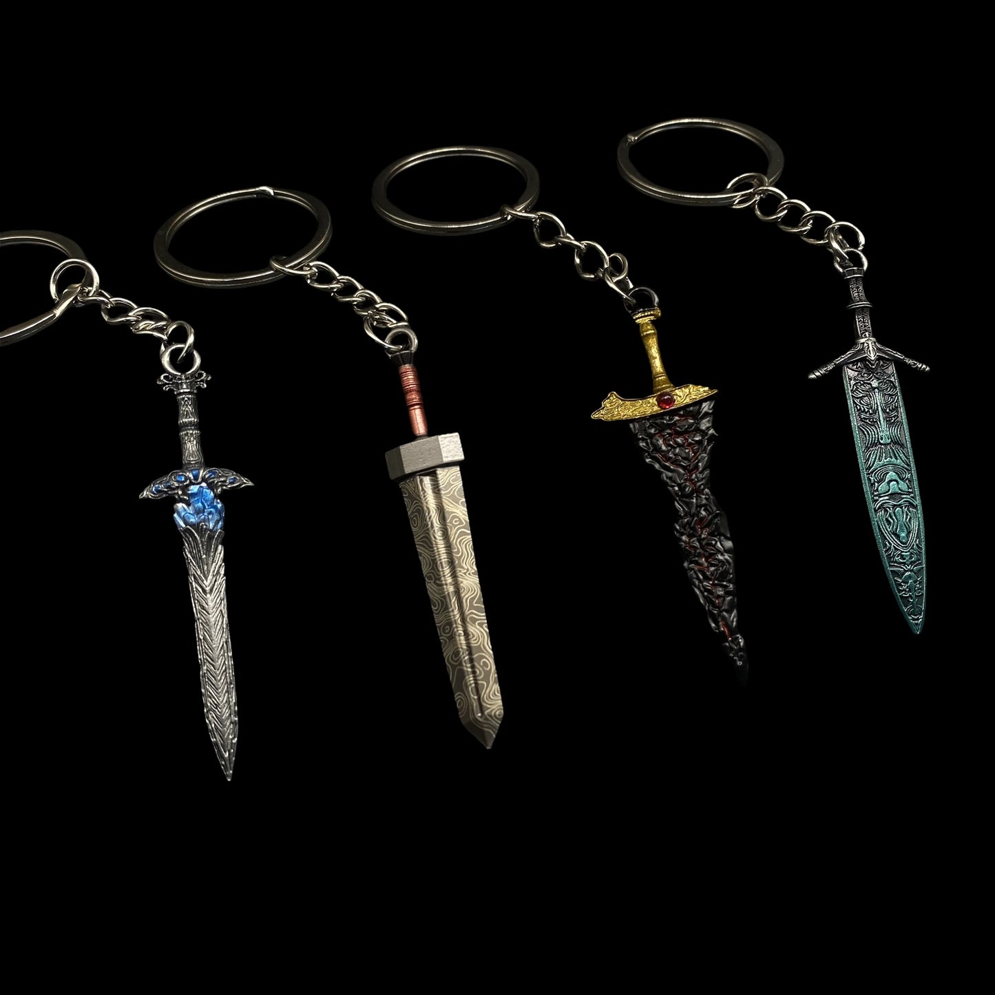 ER Game Sword Keychain 4 In 1 Pack Backpack Decor