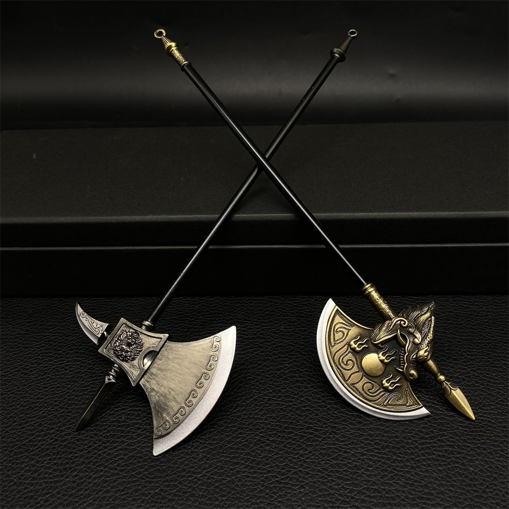 Ancient Long Handle Axe Metal Miniature