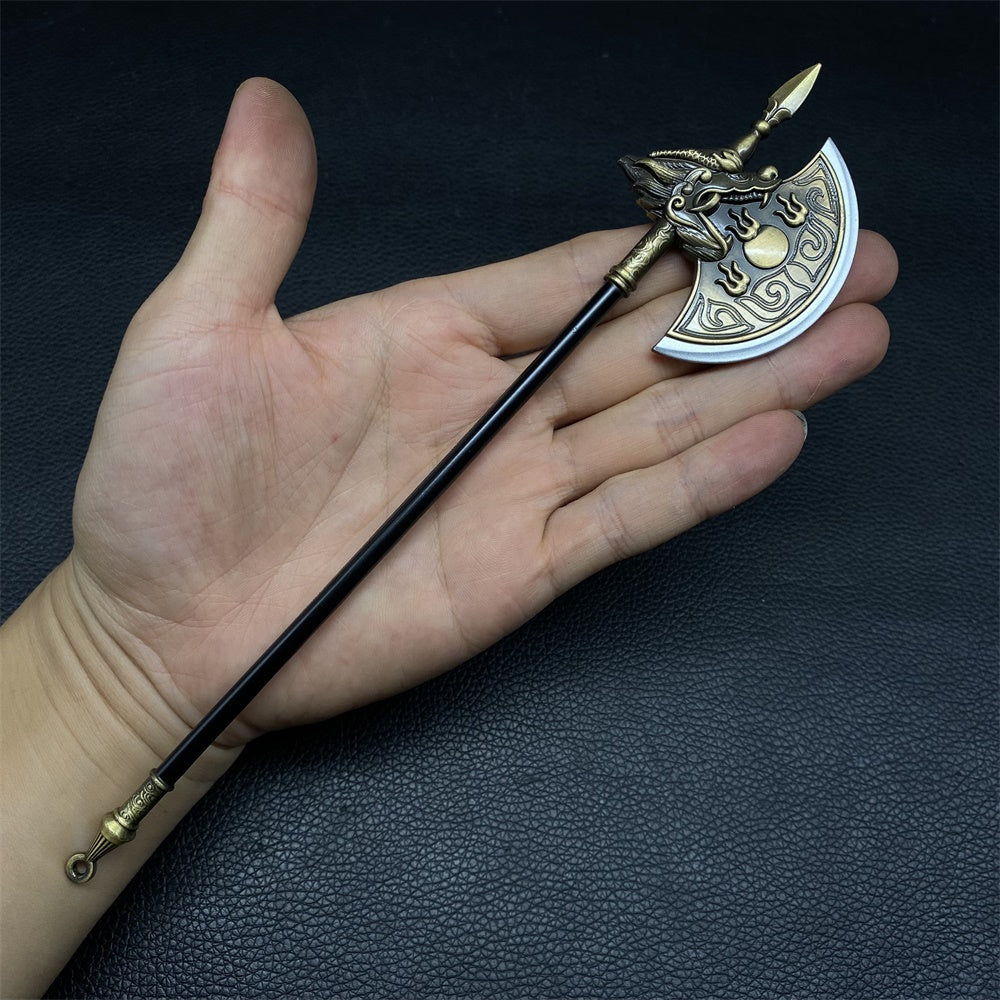 Ancient Long Handle Axe Metal Miniature