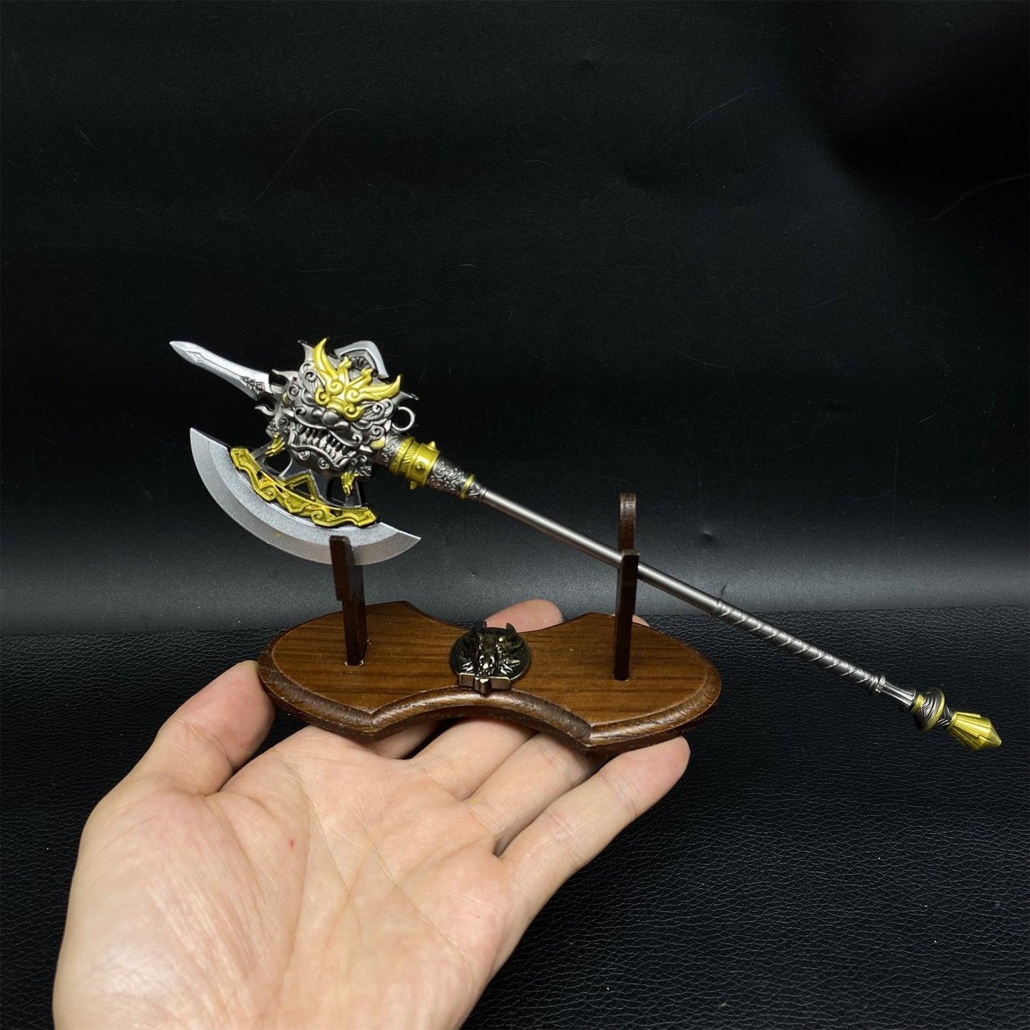 Chinese Ancient Long Handle Axe Spear Metal Miniature 4 in 1 Pack