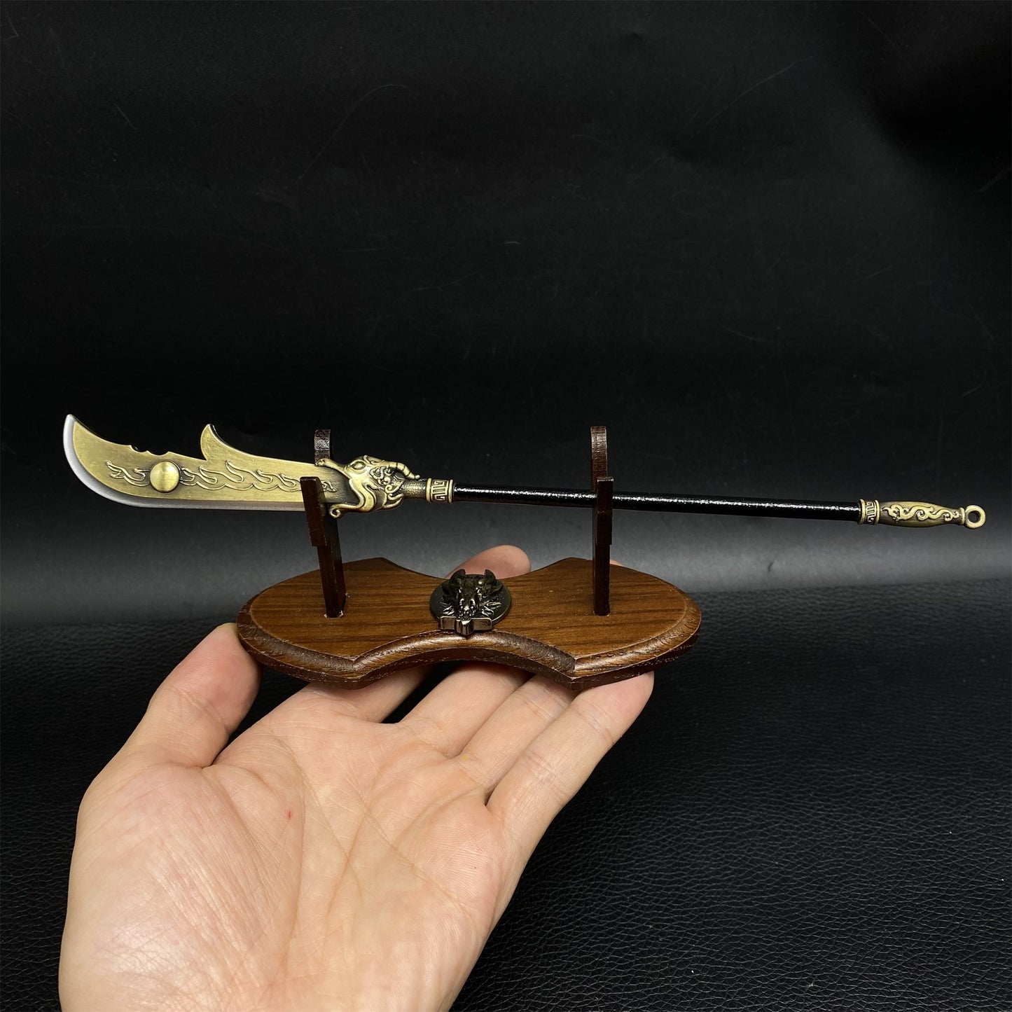 Chinese Ancient Long Handle Axe Spear Metal Miniature 4 in 1 Pack