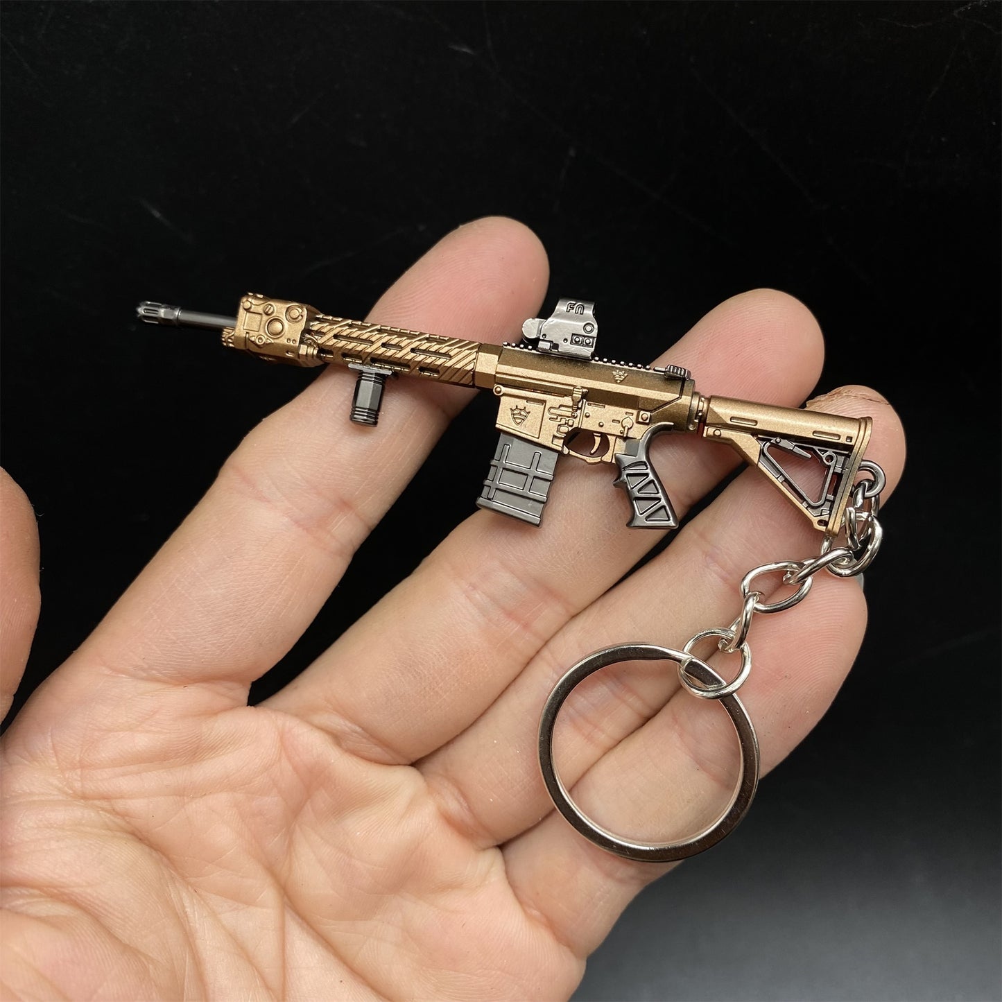 Tiny M110 Assault Rifle Metal Gun Keychain