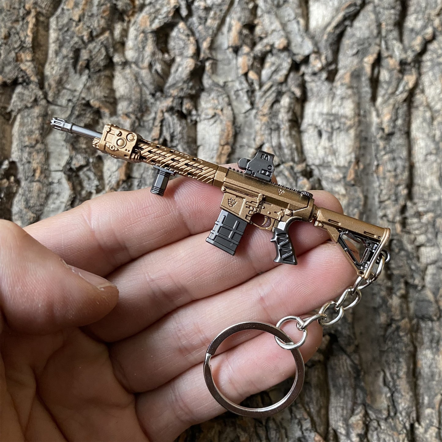 Tiny M110 Assault Rifle Metal Gun Keychain