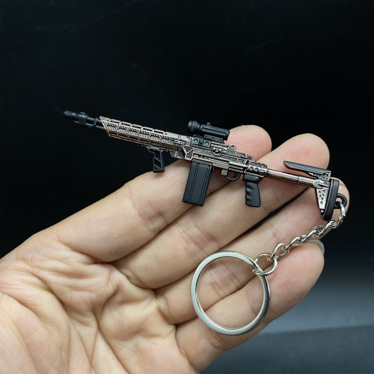 Tiny MK14 Assault Metal Gun Keychain