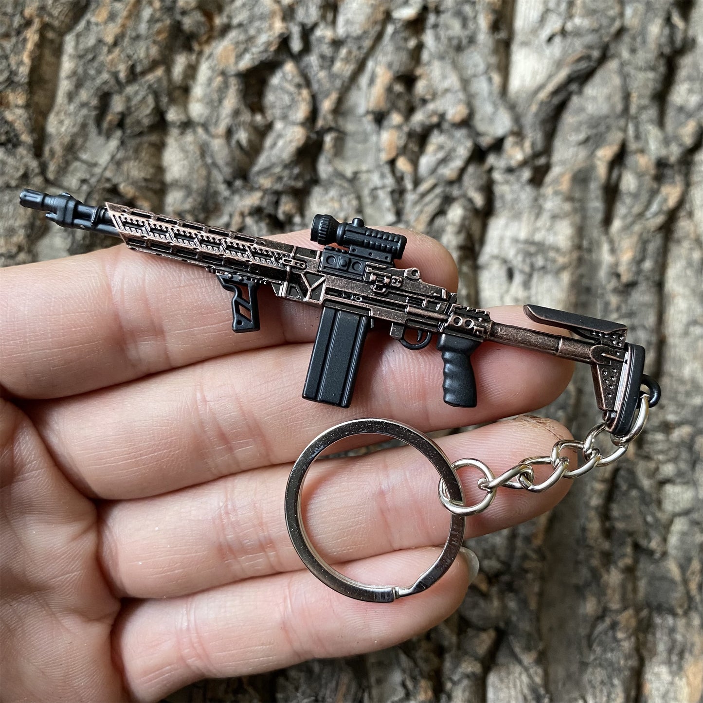 Tiny MK14 Assault Metal Gun Keychain