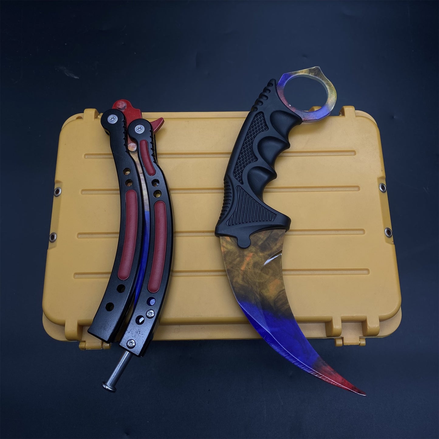 Marble Fade Skin Karambit Trainer & Balisong Knife Gift Case
