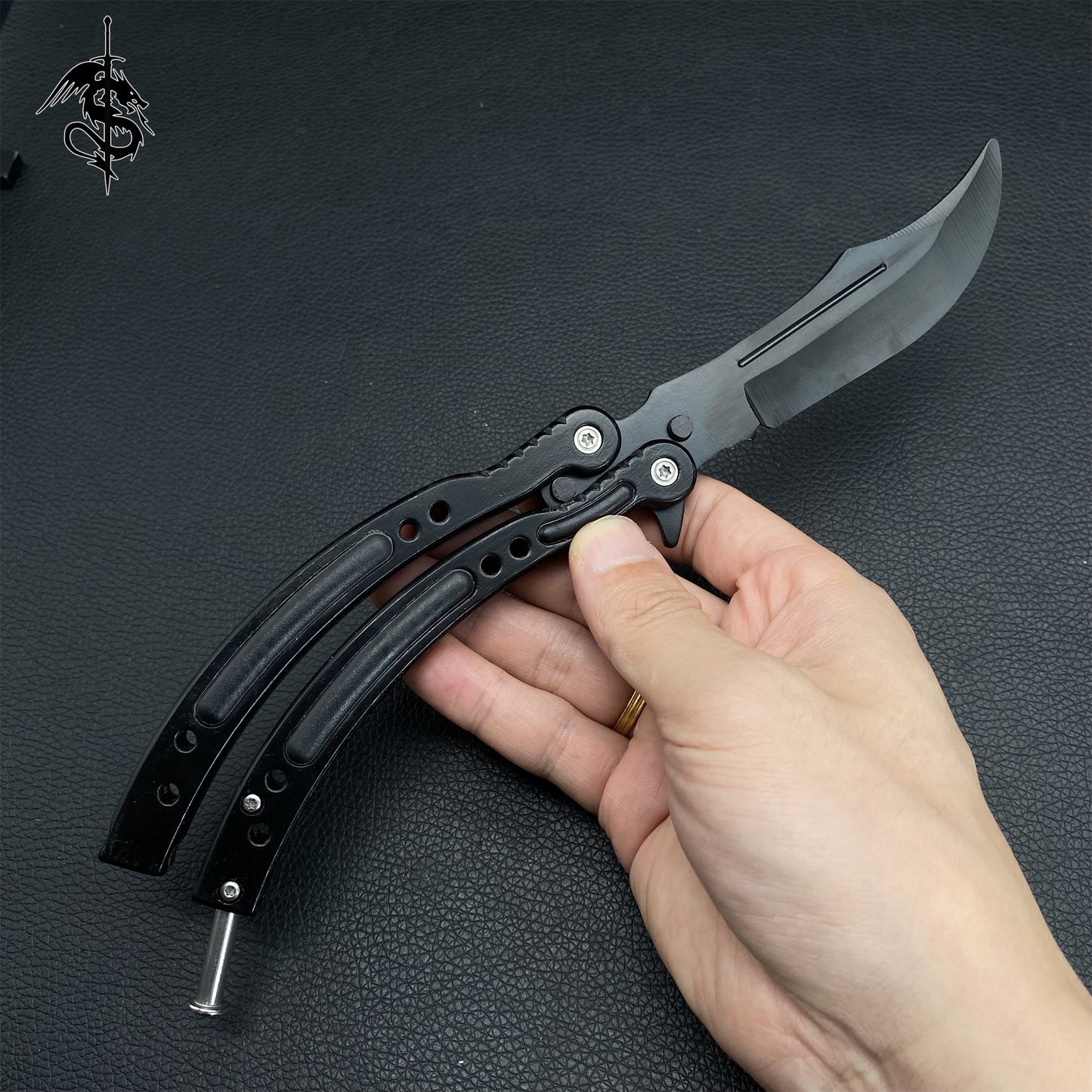 Night Skin Balisong & Stickers & 4 Keychains &Random 1 AK With Gift Case