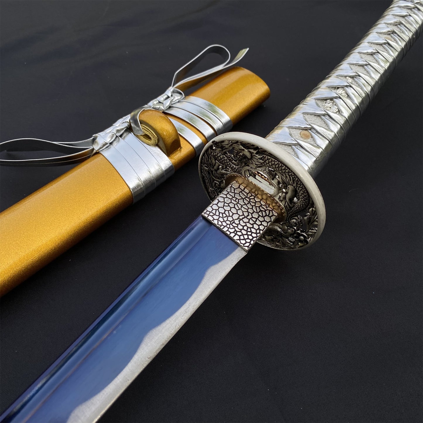 Life-size Yellow & Orange Dragon Design Samurai Katana Replica