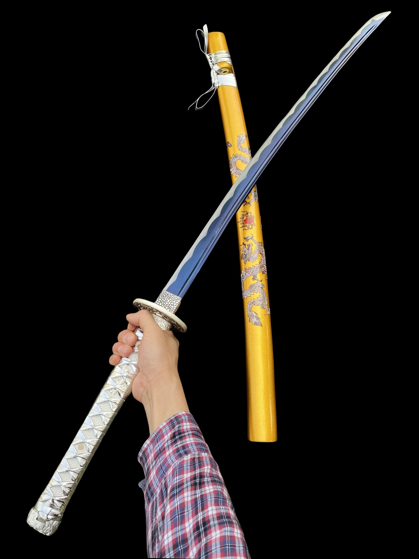 Life-size Yellow & Orange Dragon Design Samurai Katana Replica
