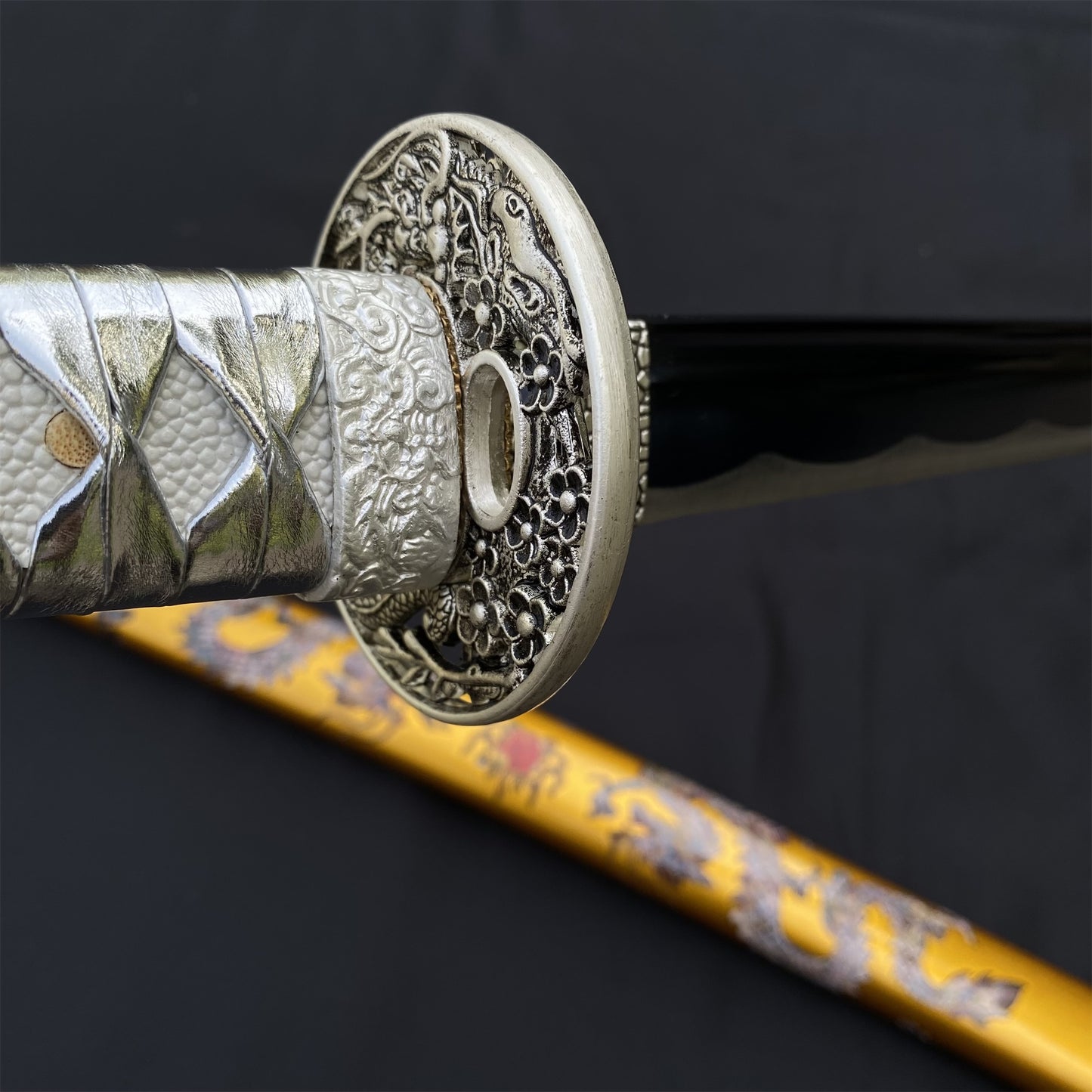 Life-size Yellow & Orange Dragon Design Samurai Katana Replica