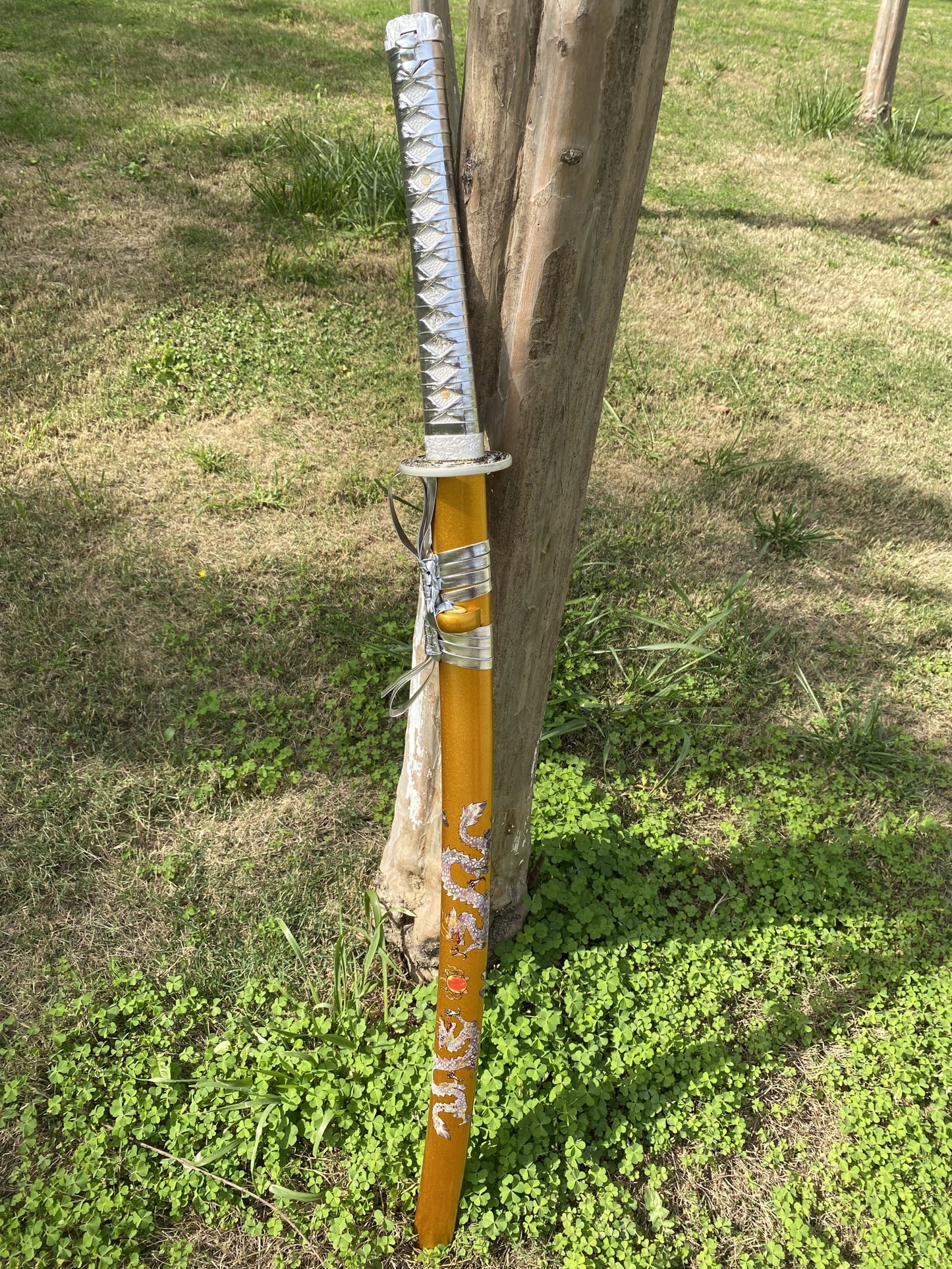 Life-size Yellow & Orange Dragon Design Samurai Katana Replica