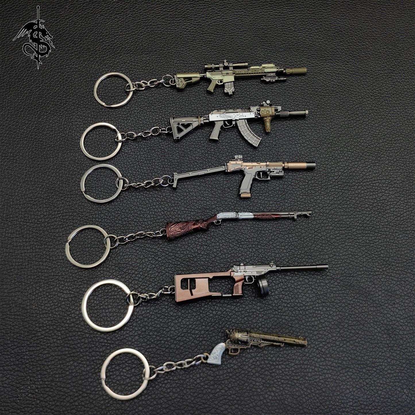 RE8 Mini Gun Metal Keychain Backpack Pendant 6 Options