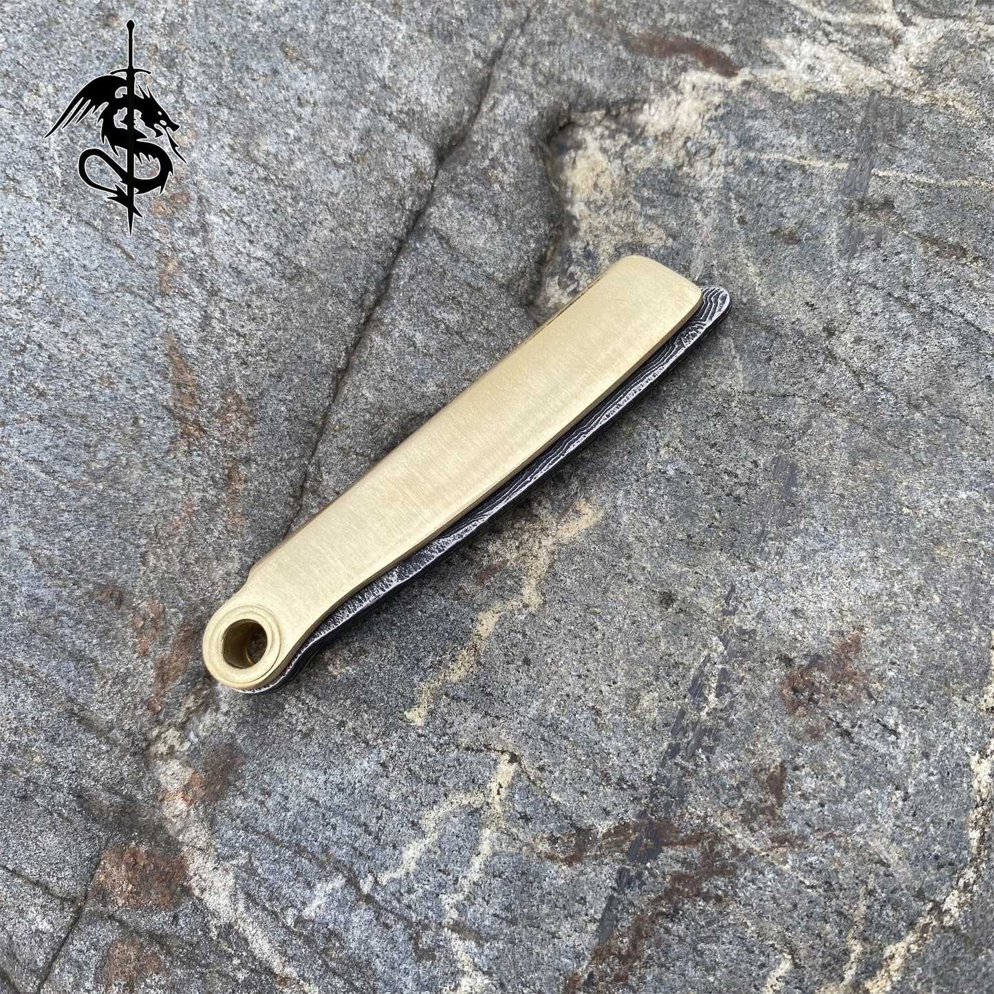 Damascus Steel Razor Knife Brass Folding Knife Portable Pocket Knife USA Stock