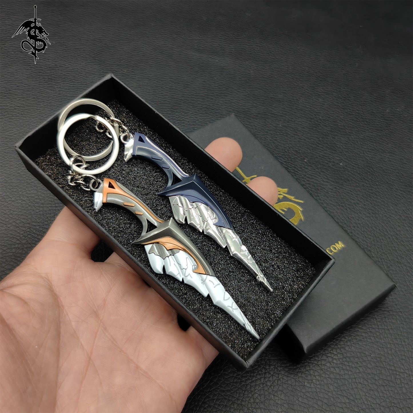 Mini Relic Stone Daggers Metal keychain A Pair