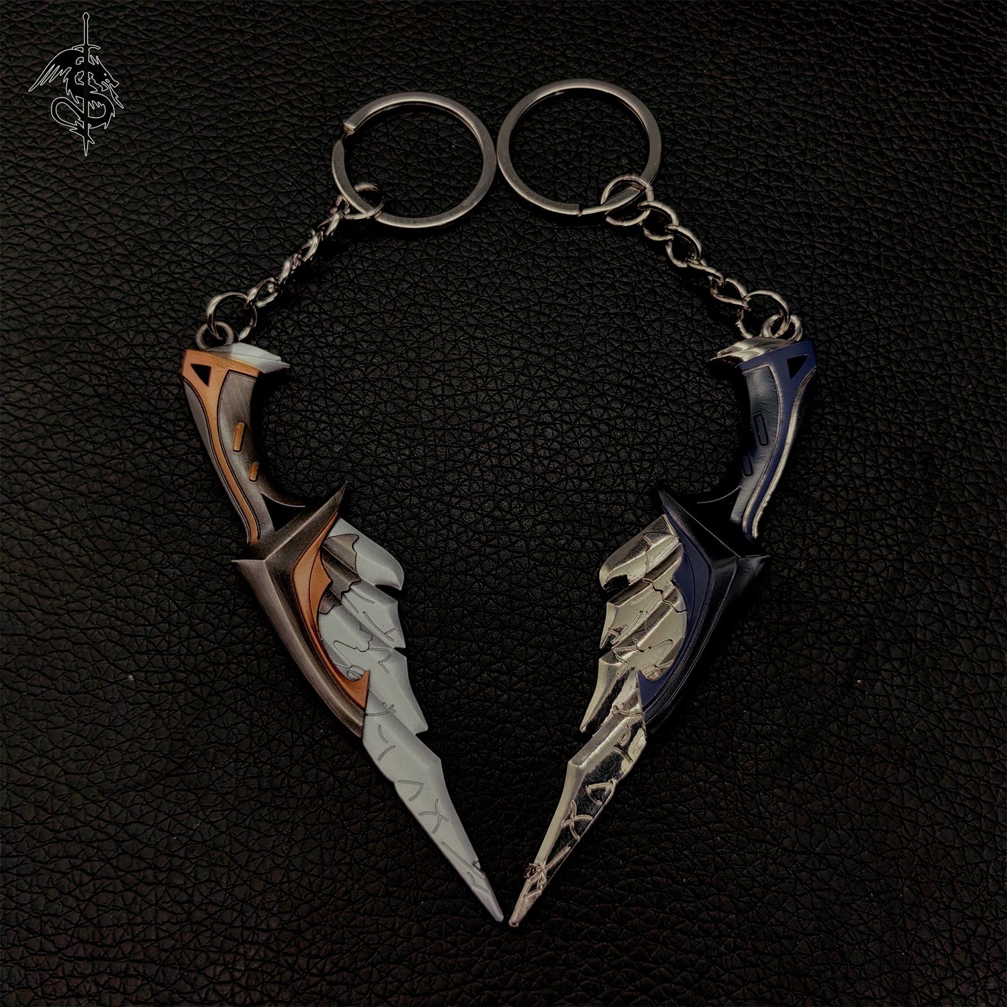Mini Relic Stone Daggers Metal keychain A Pair