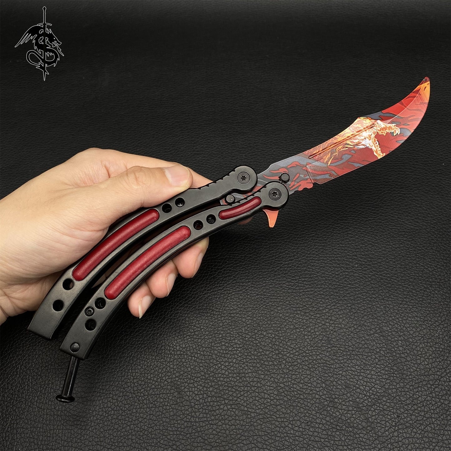 Roar Skin Balisong & Stickers & 4 Keychains &Random 1 AK With Gift Case