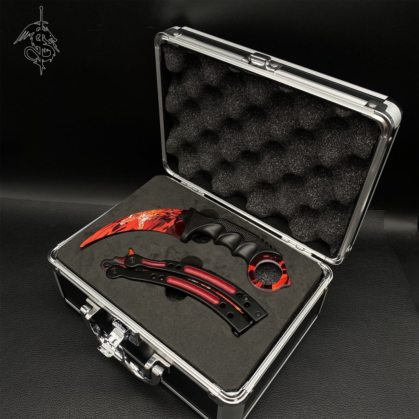 Roar Skin Balisong & Stickers & 4 Keychains &Random 1 AK With Gift Case