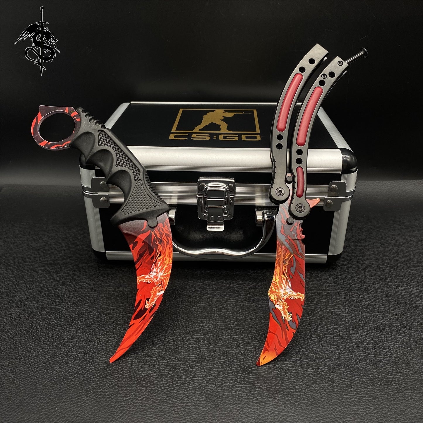 Roar Skin Balisong & Stickers & 4 Keychains &Random 1 AK With Gift Case