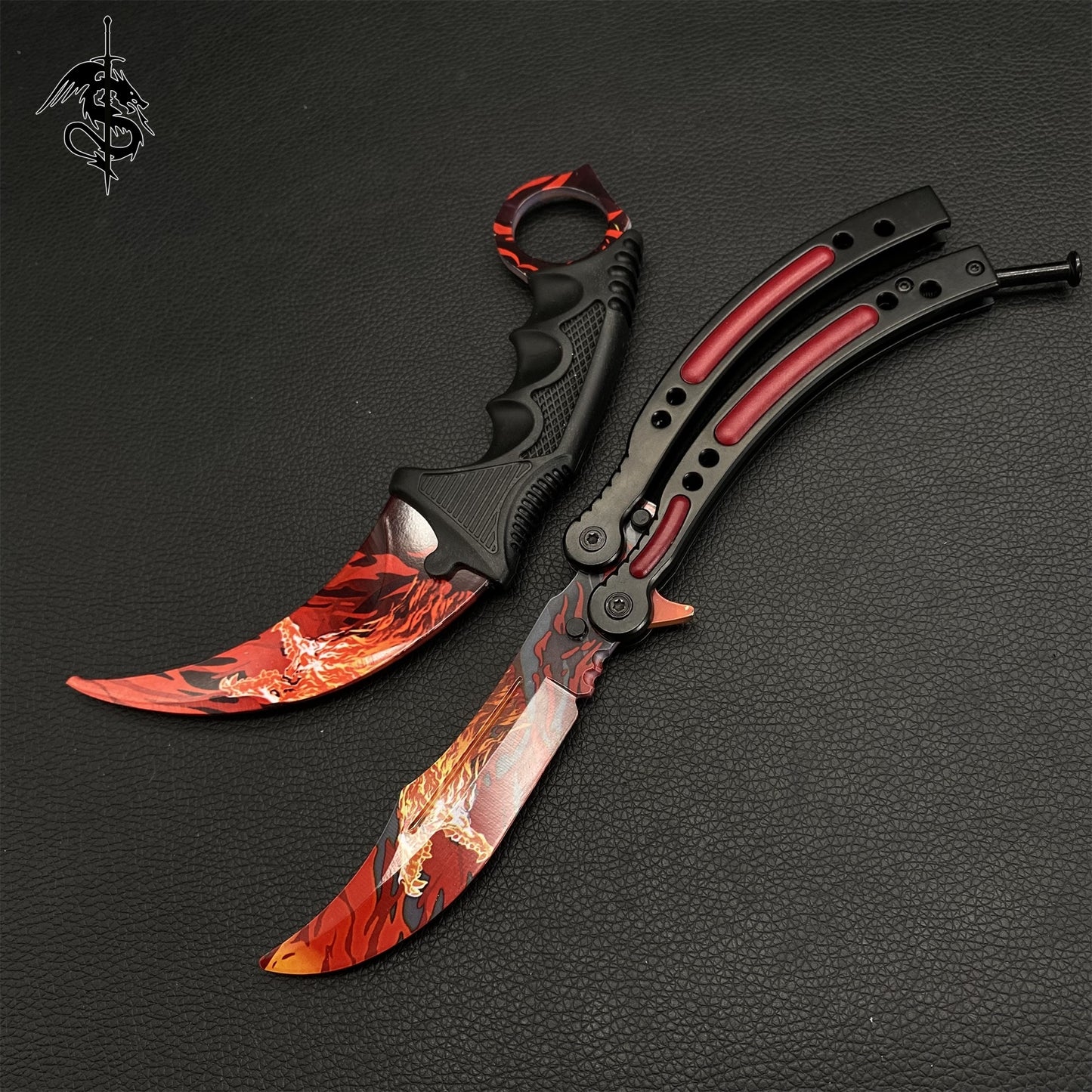 Roar Skin Balisong & Stickers & 4 Keychains &Random 1 AK With Gift Case