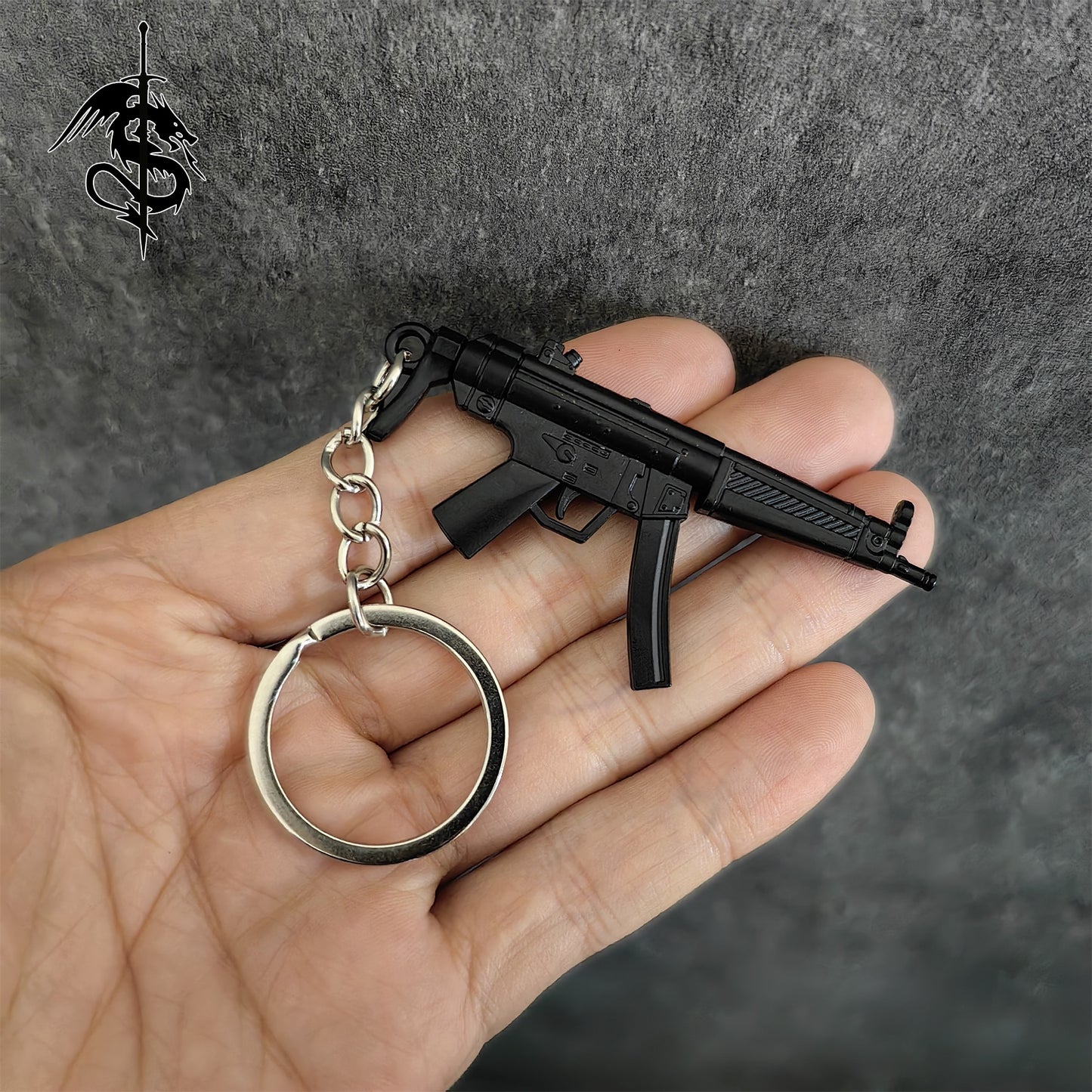 Metal MP5 SMG Gun Metal Keychain