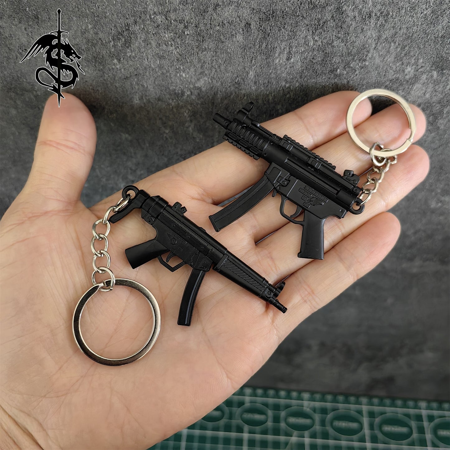 Metal MP5 SMG Gun Metal Keychain