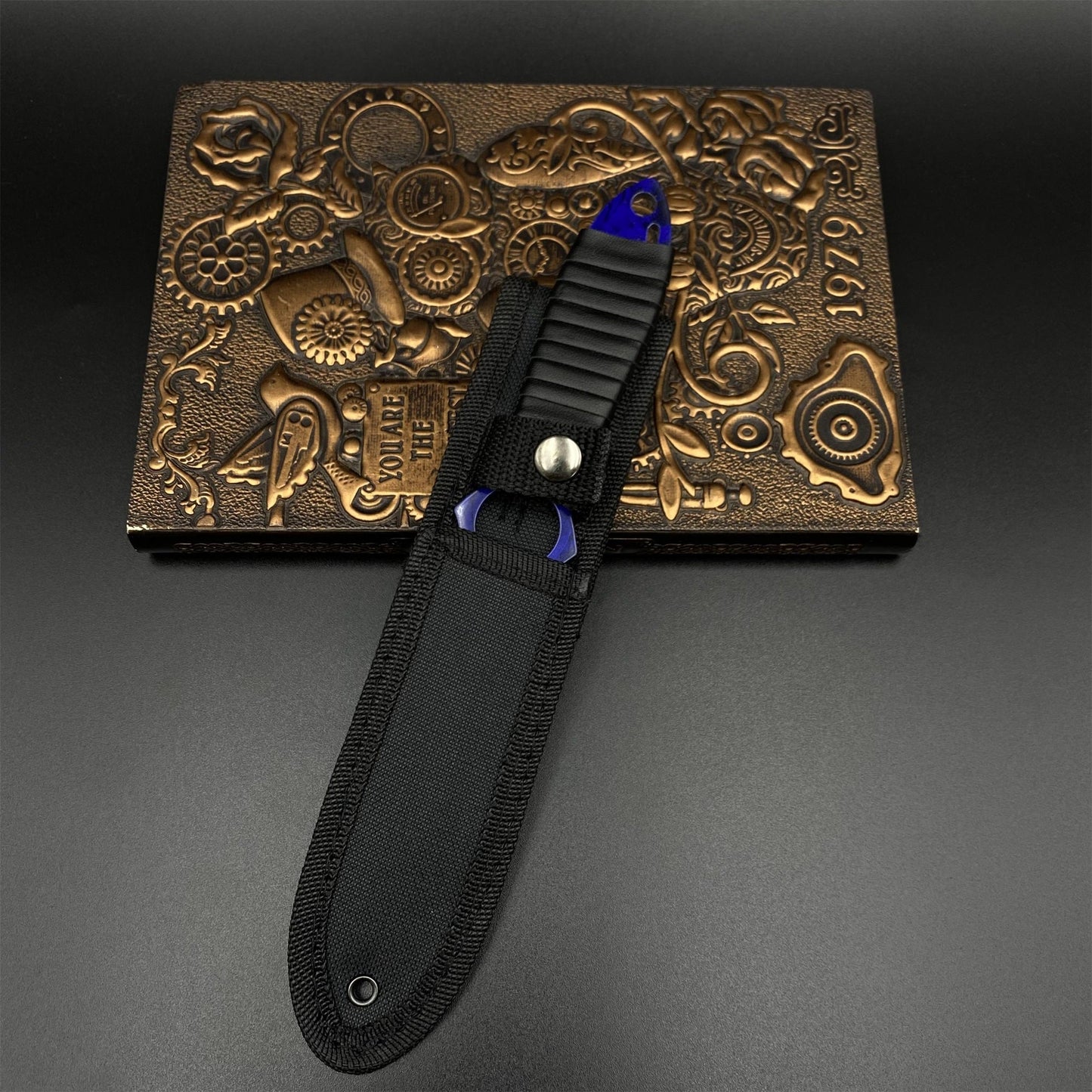 CS2 Skeleton Knife Doppler Sapphire Dull Blade Replica 420 Steel For Game Collection