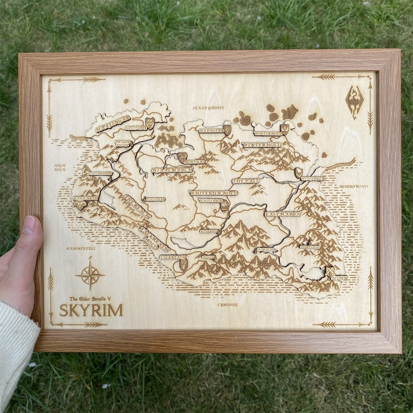 3D Wooden Skyrim Map Wall Decor