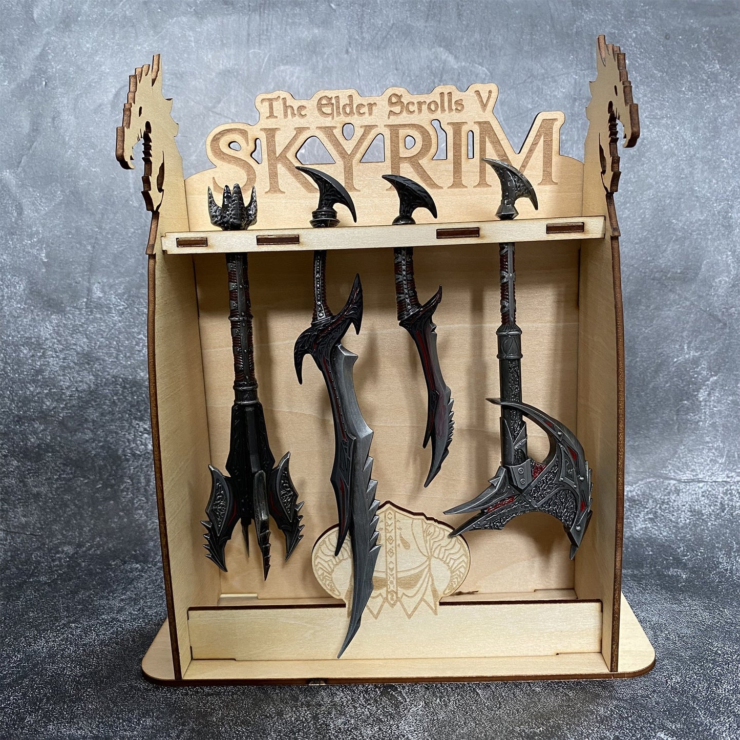 Skyrim Daedric Weapons 4 PCS With 3D Wooden Stand