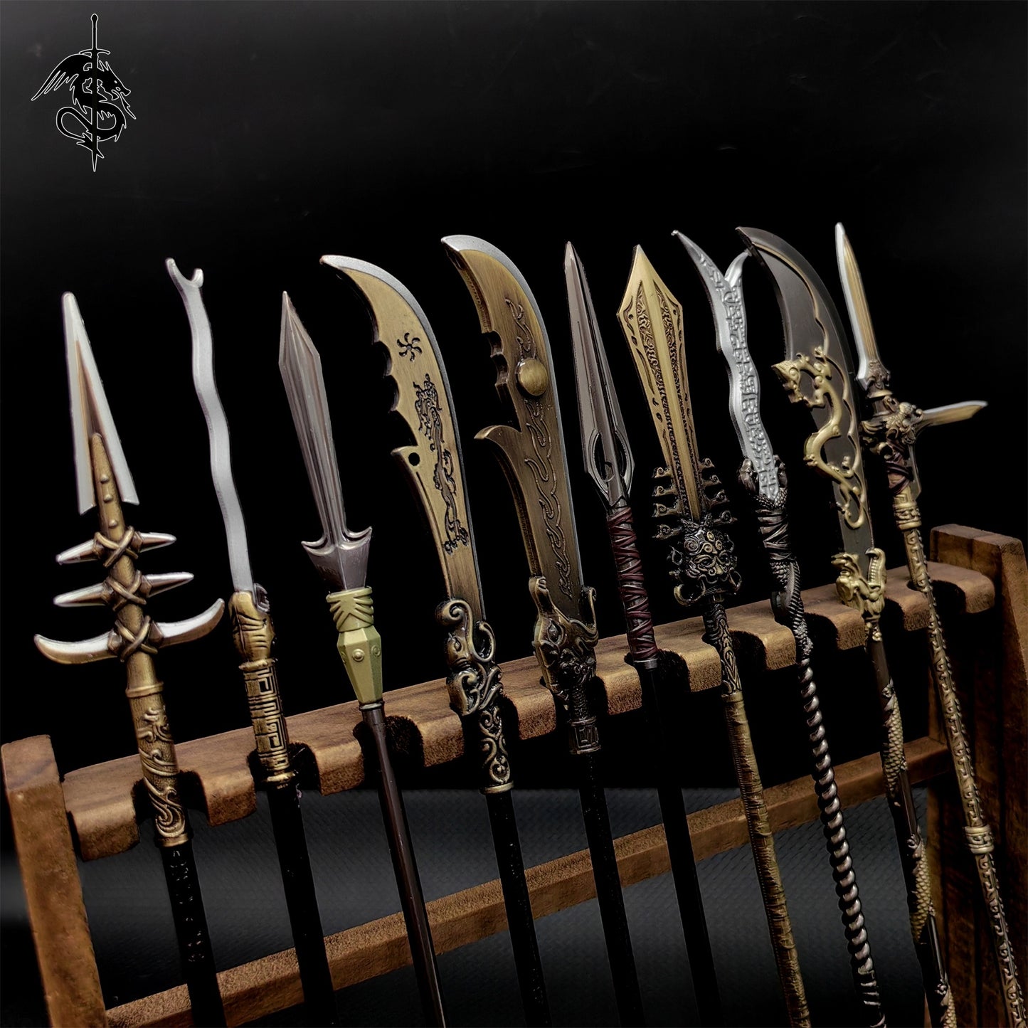 Alloy 8.7"Ancient Chinese Long Spear Replica Room Display 10 In 1 Pack