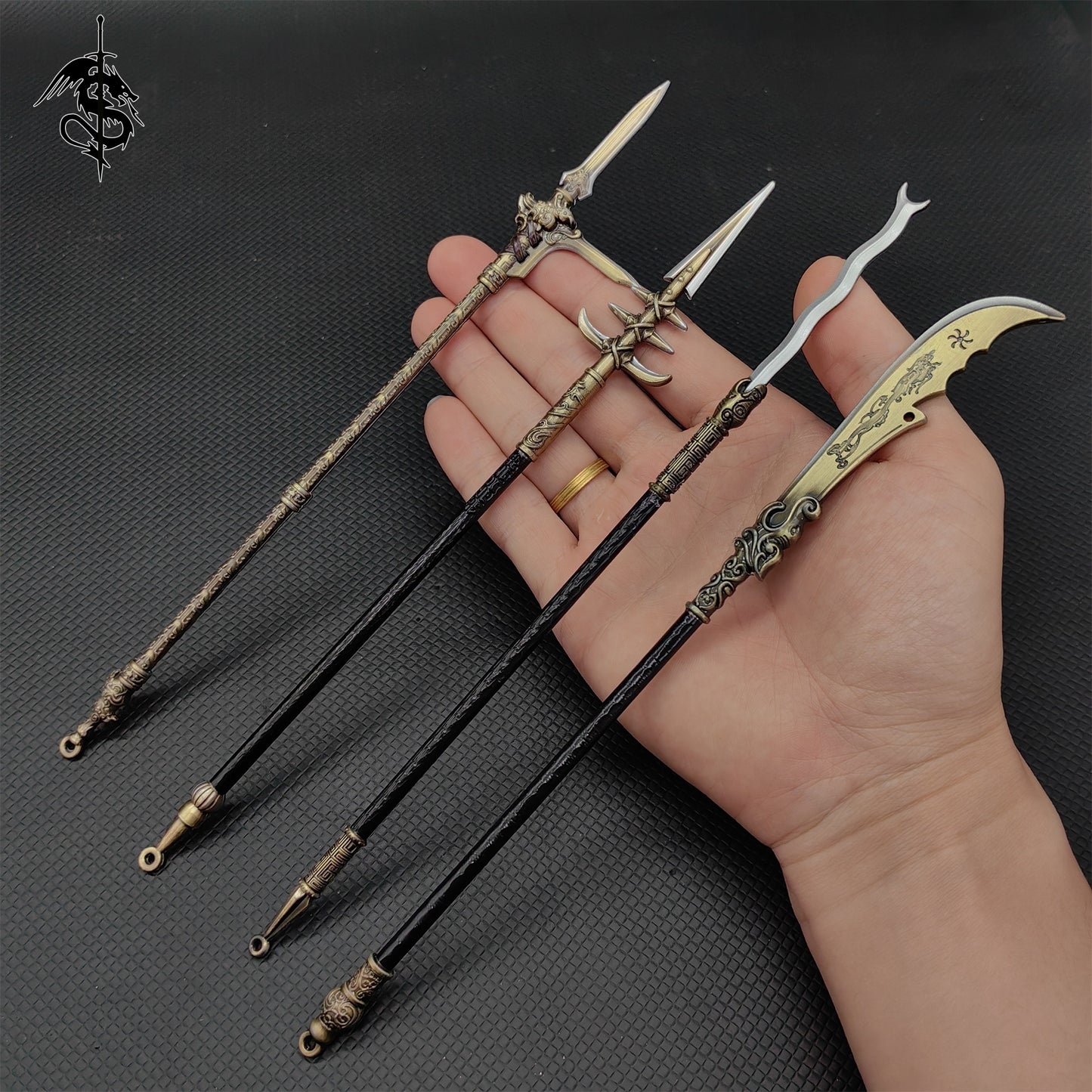 Alloy 8.7"Ancient Chinese Long Spear Replica Room Display 10 In 1 Pack