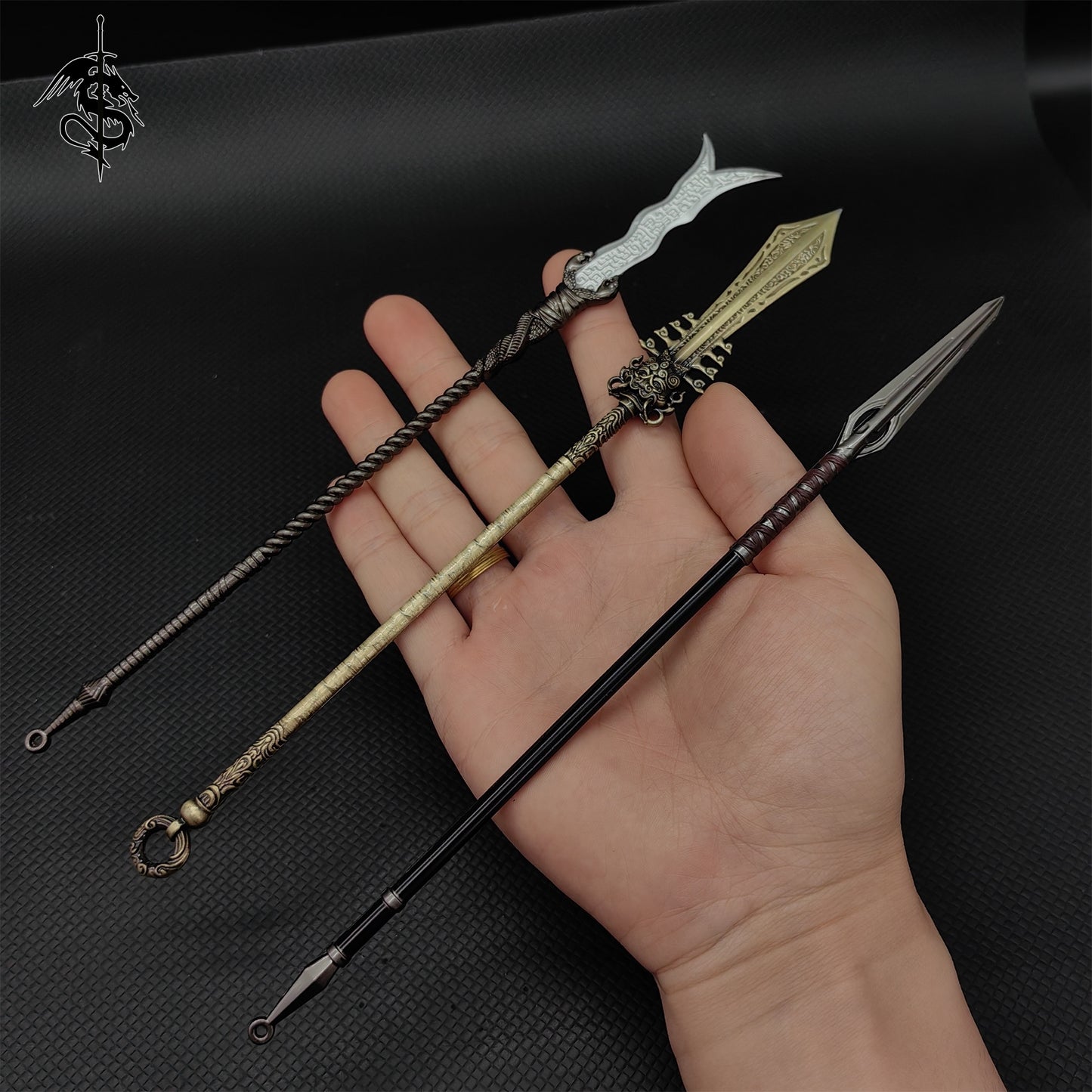 Alloy 8.7"Ancient Chinese Long Spear Replica Room Display 10 In 1 Pack