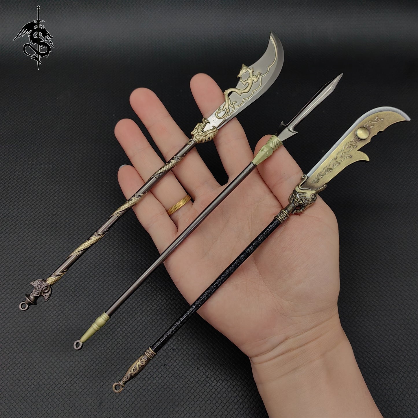 Alloy 8.7"Ancient Chinese Long Spear Replica Room Display 10 In 1 Pack