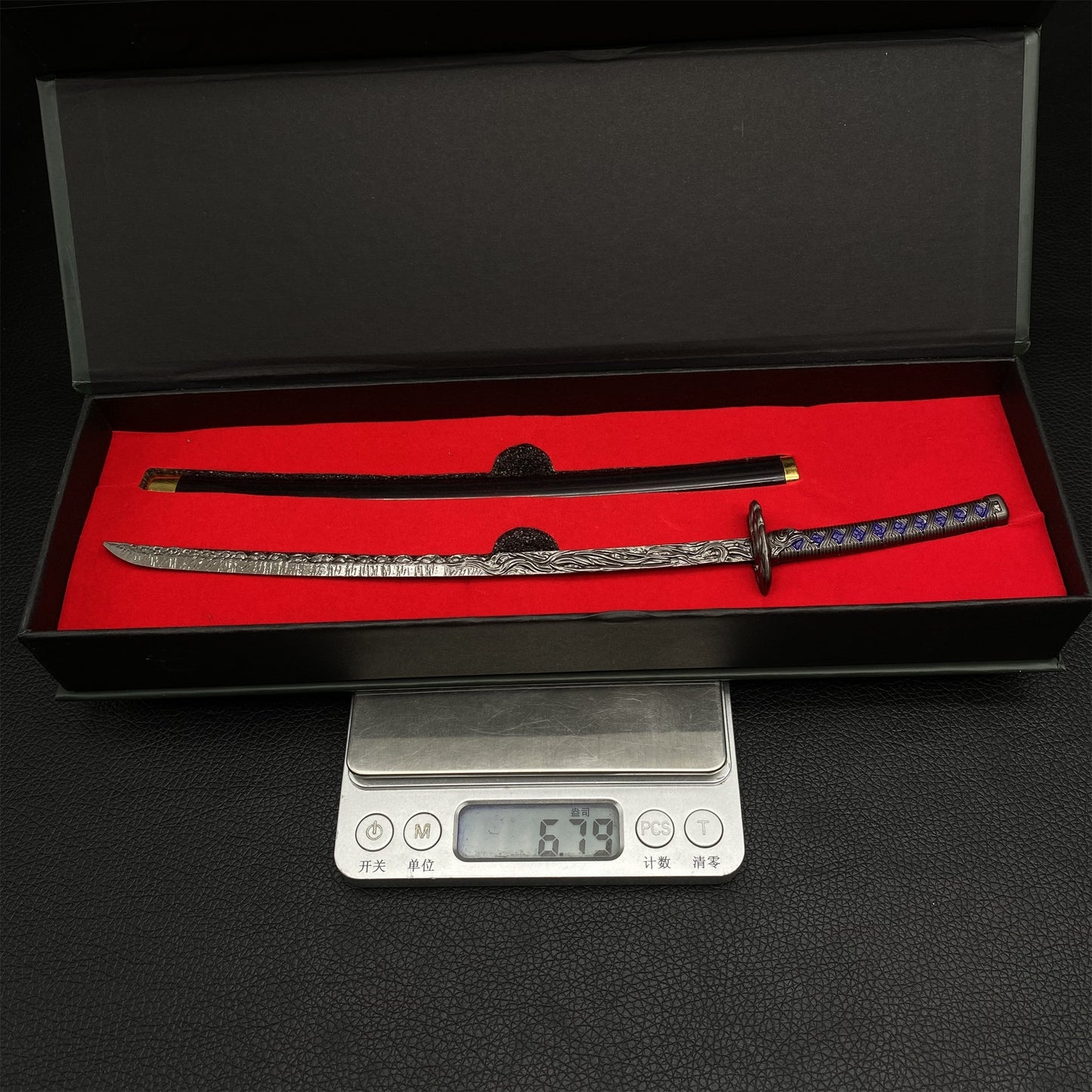 ER Star-Lined Katana Metal Replica Miniature With Gift Box
