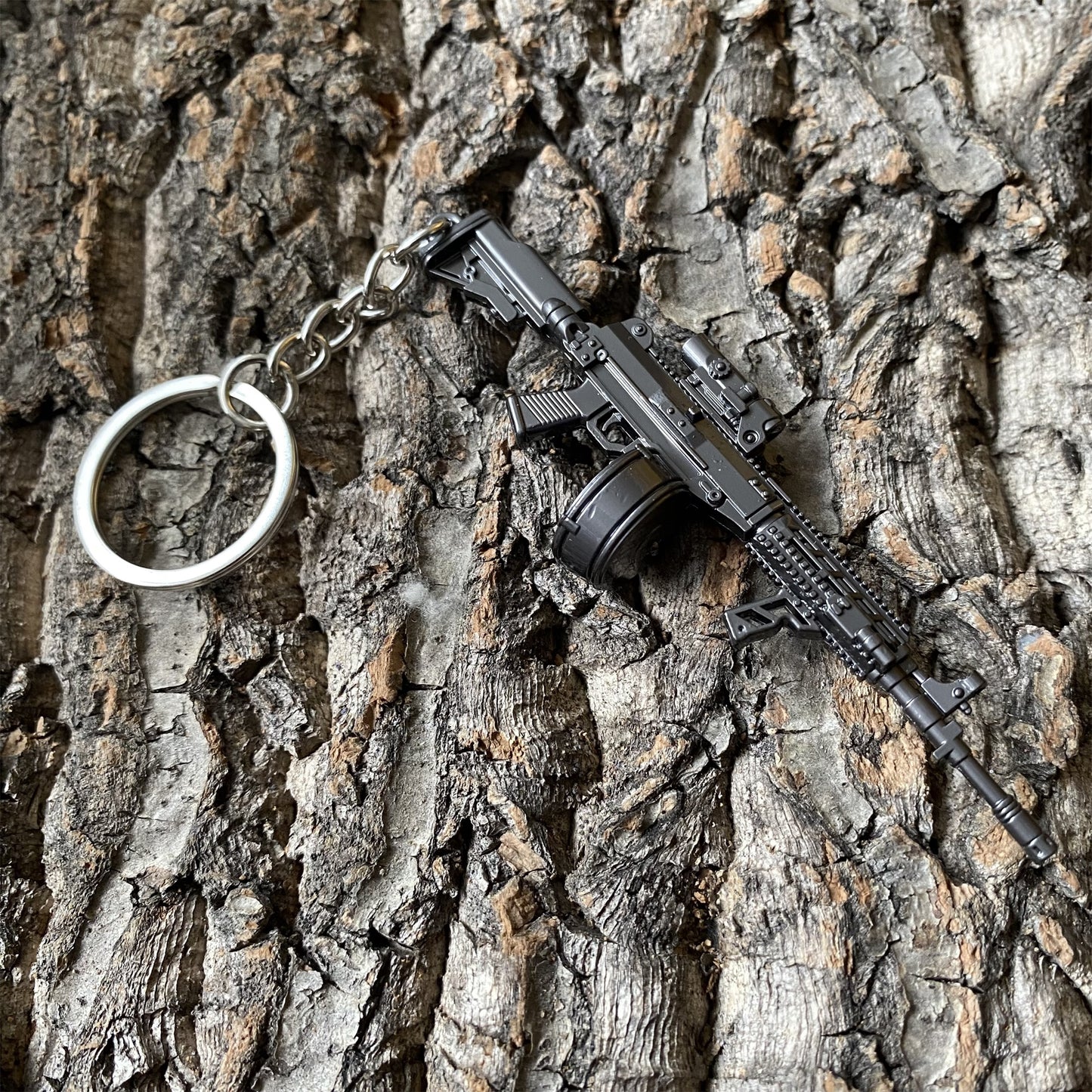 Tiny T03 Assault Rifle Metal Gun Keychain