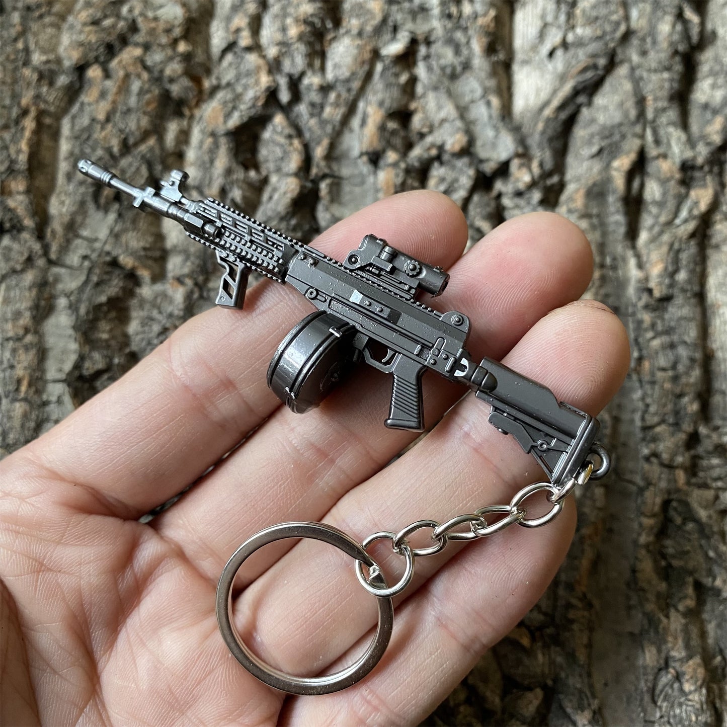Tiny T03 Assault Rifle Metal Gun Keychain