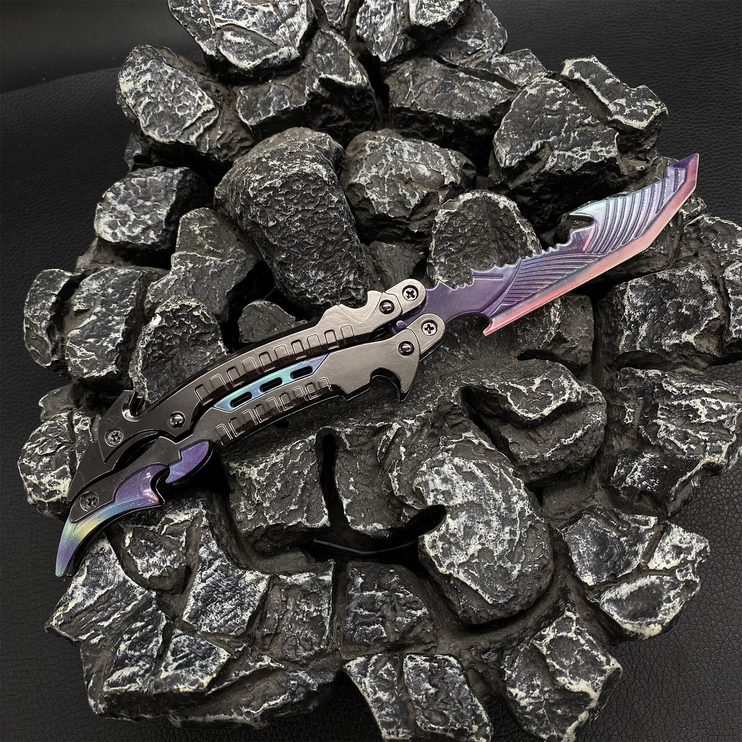 Purple Metal Thunder Flame Butterfly Knife Replica
