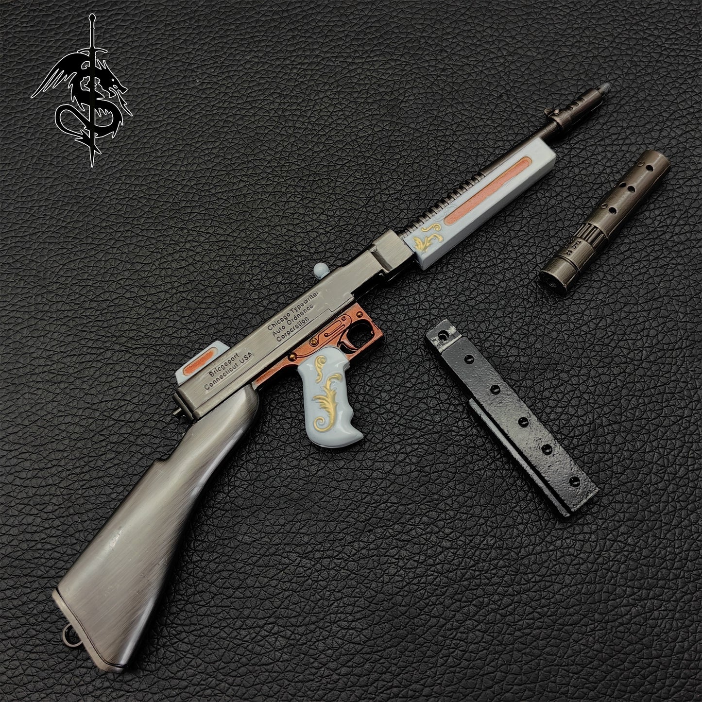 Tiny Thompson Submachine Gun Miniature Metal SMG Small Gun