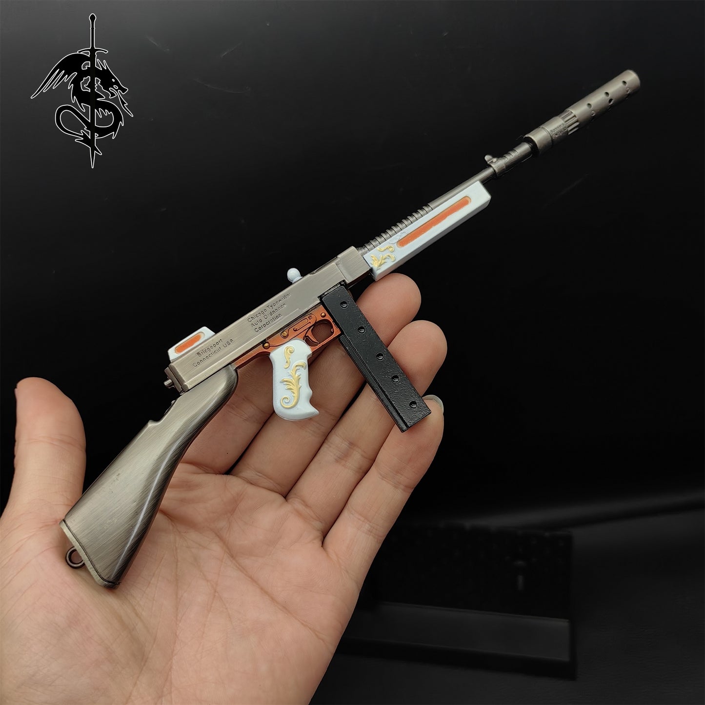 Tiny Thompson Submachine Gun Miniature Metal SMG Small Gun