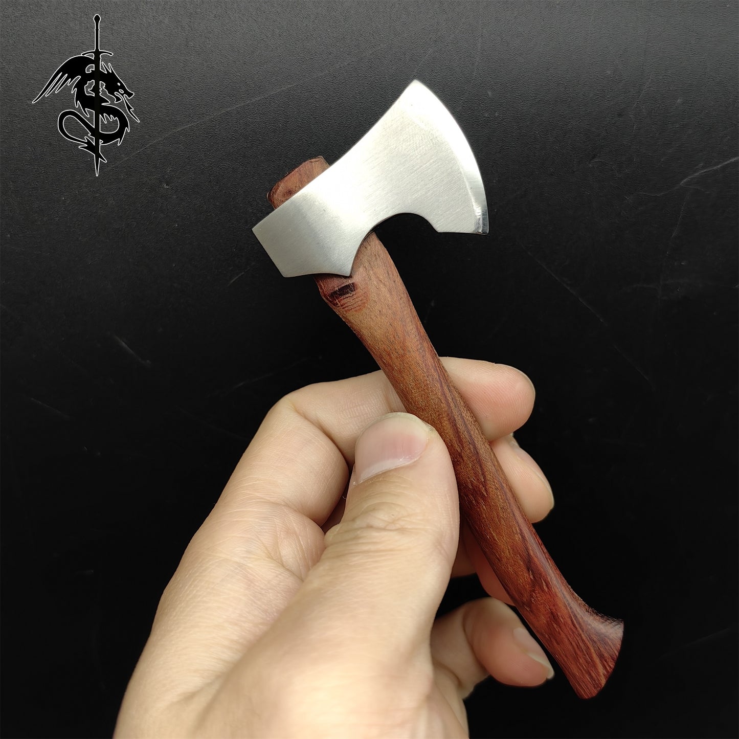 EDC Axe Hand-Forged Wooden Handle Axe Portable Mini Outdoor Tool