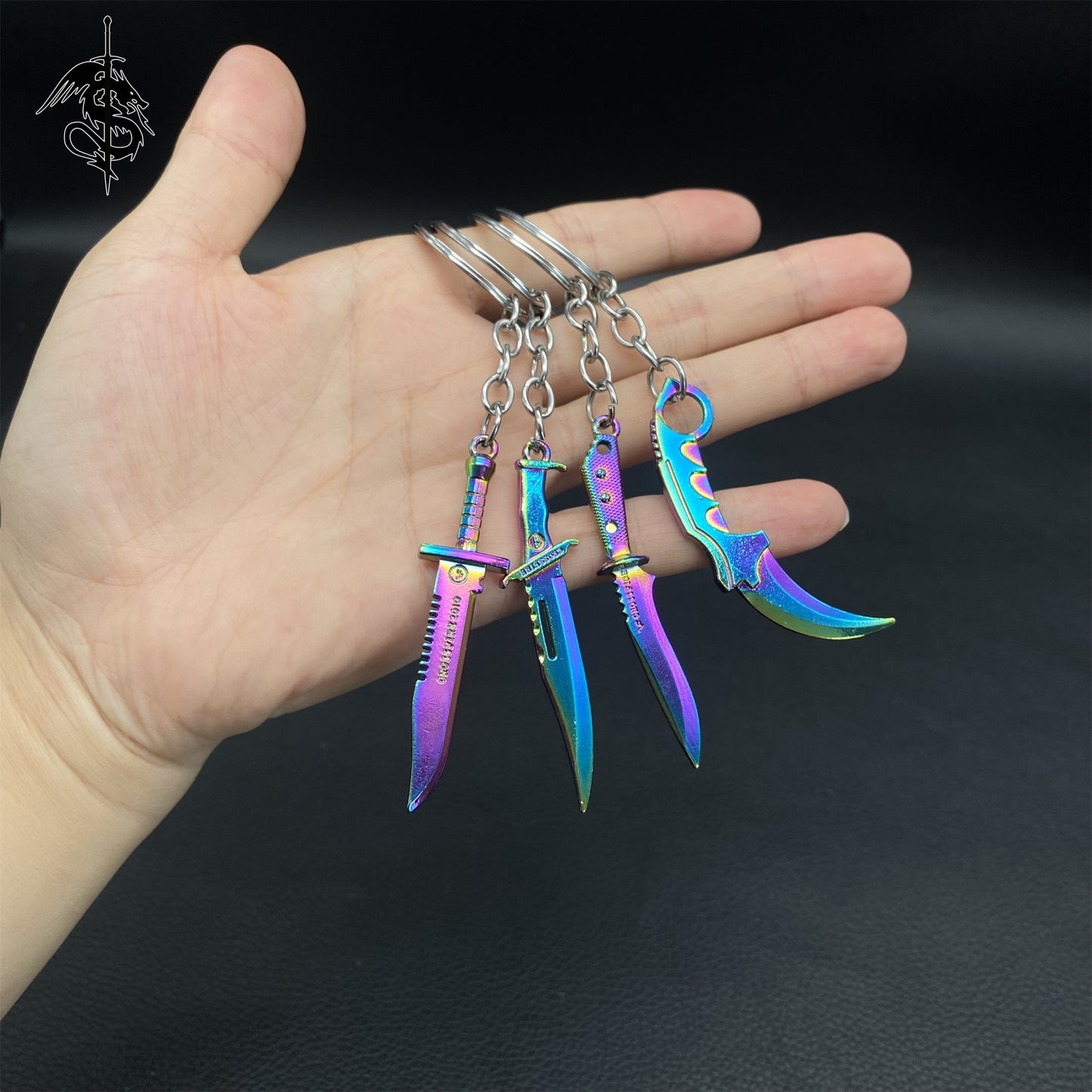 Titanium Blue Skin Balisong & Stickers & 4 Keychains &Random 1 AK With Gift Case