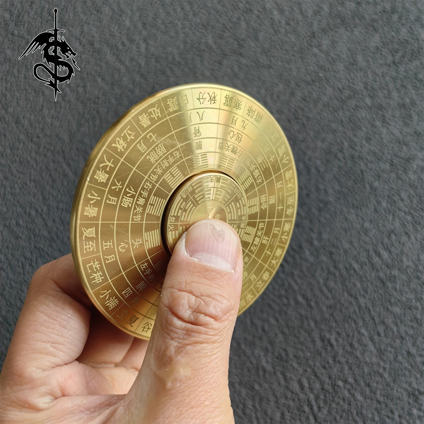 Handmade Brass Bagua Compass Finger Spinner