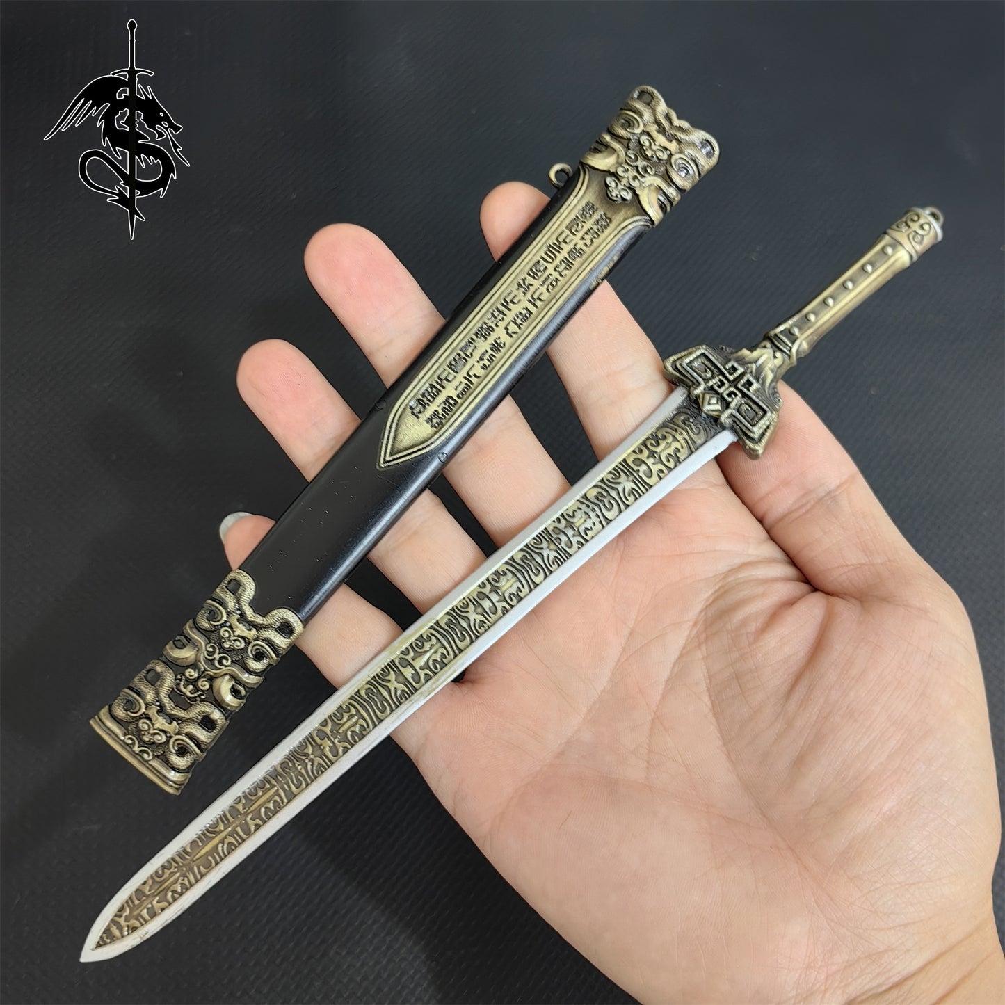 Metal Small XuanYuan Sword Replica Blunt Blade Figure Weapon