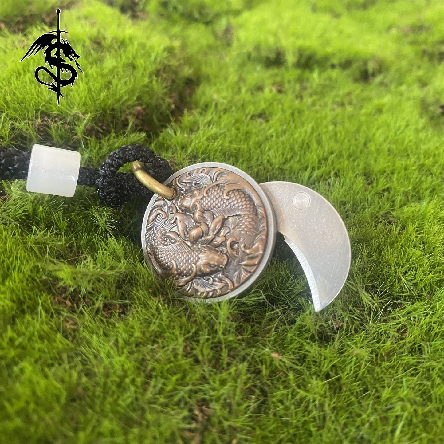 Chinese Style Goldfish Coin EDC Tool Knife Ocean Inspired Necklace