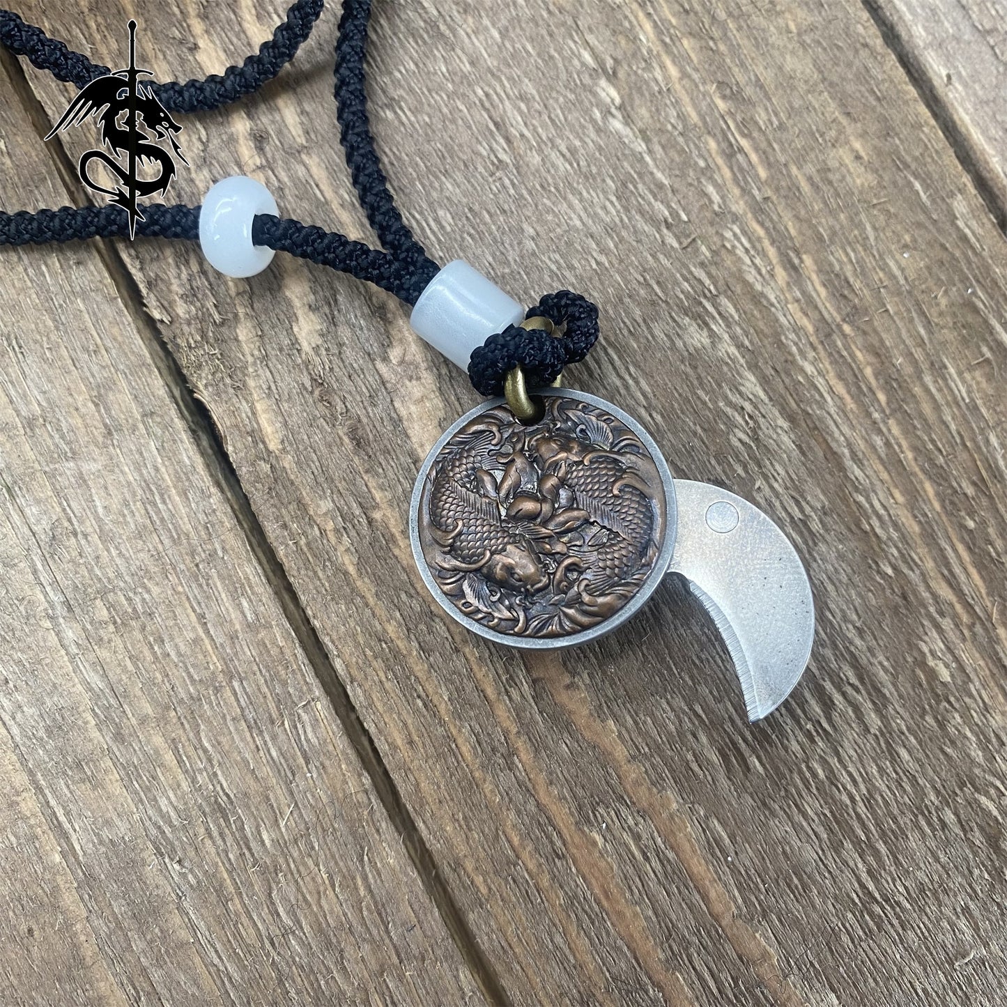 Chinese Style Goldfish Coin EDC Tool Knife Ocean Inspired Necklace