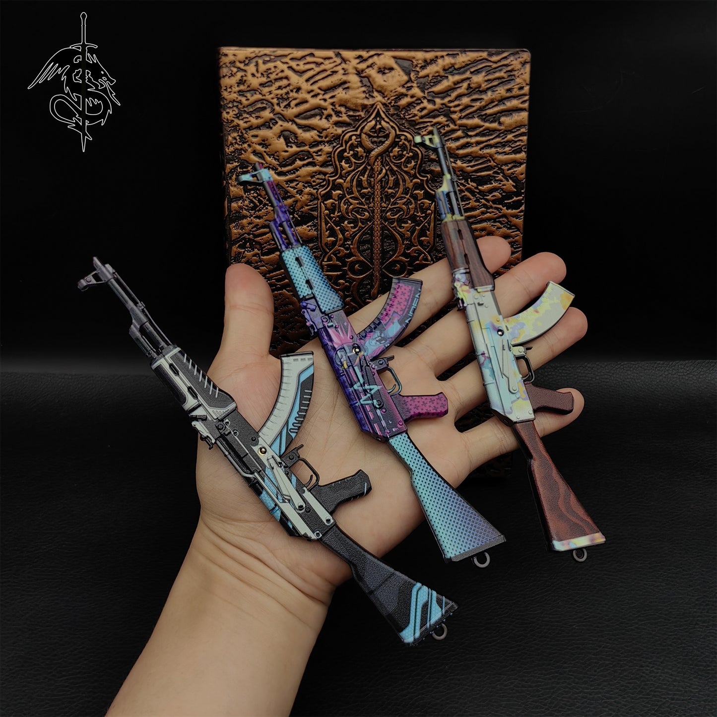 AK-47 Neon Rider Case Hardened And Vulcan Skin Gun Model 3 In 1 Pack