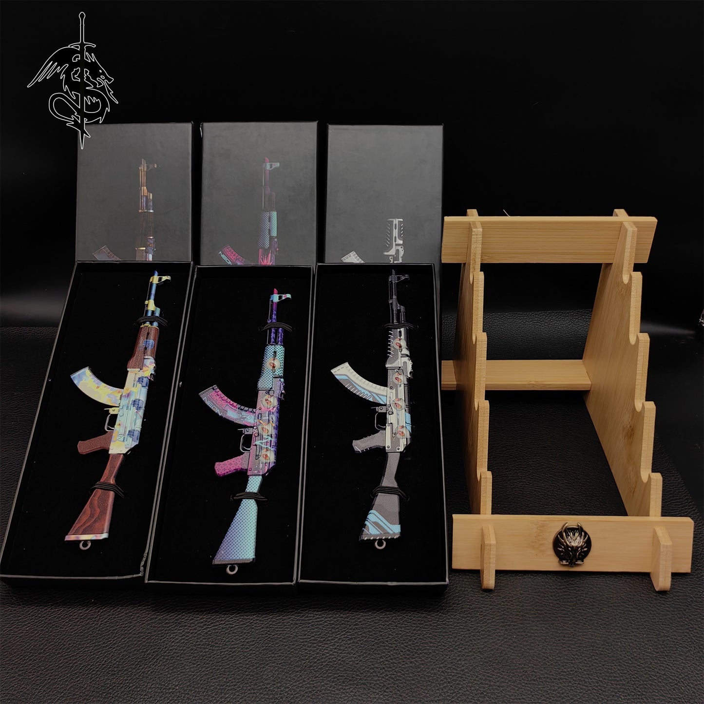AK-47 Neon Rider Case Hardened And Vulcan Skin Gun Model 3 In 1 Pack