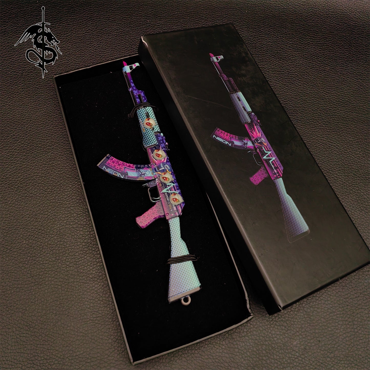 AK-47 Neon Rider Case Hardened And Vulcan Skin Gun Model 3 In 1 Pack