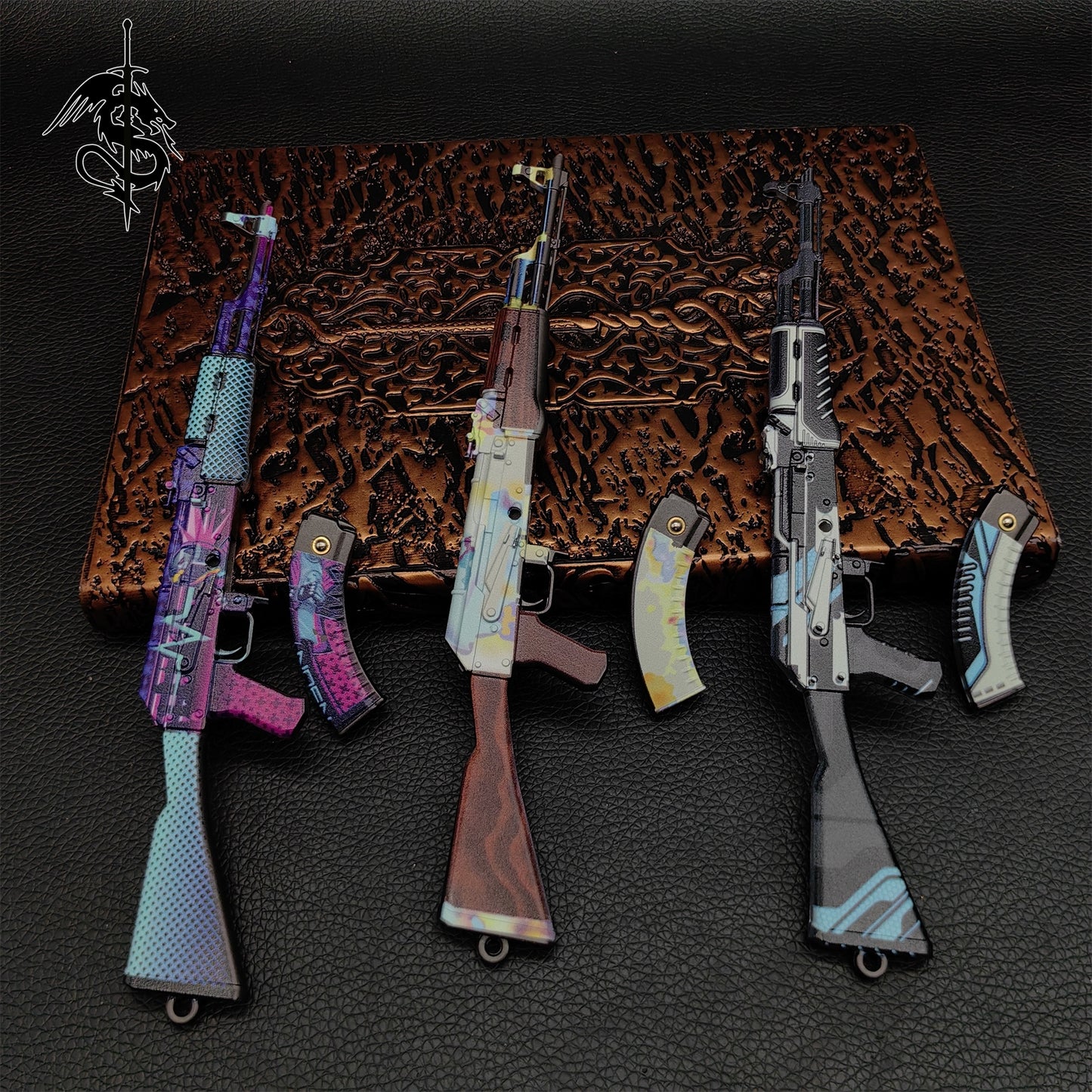 AK-47 Neon Rider Case Hardened And Vulcan Skin Gun Model 3 In 1 Pack