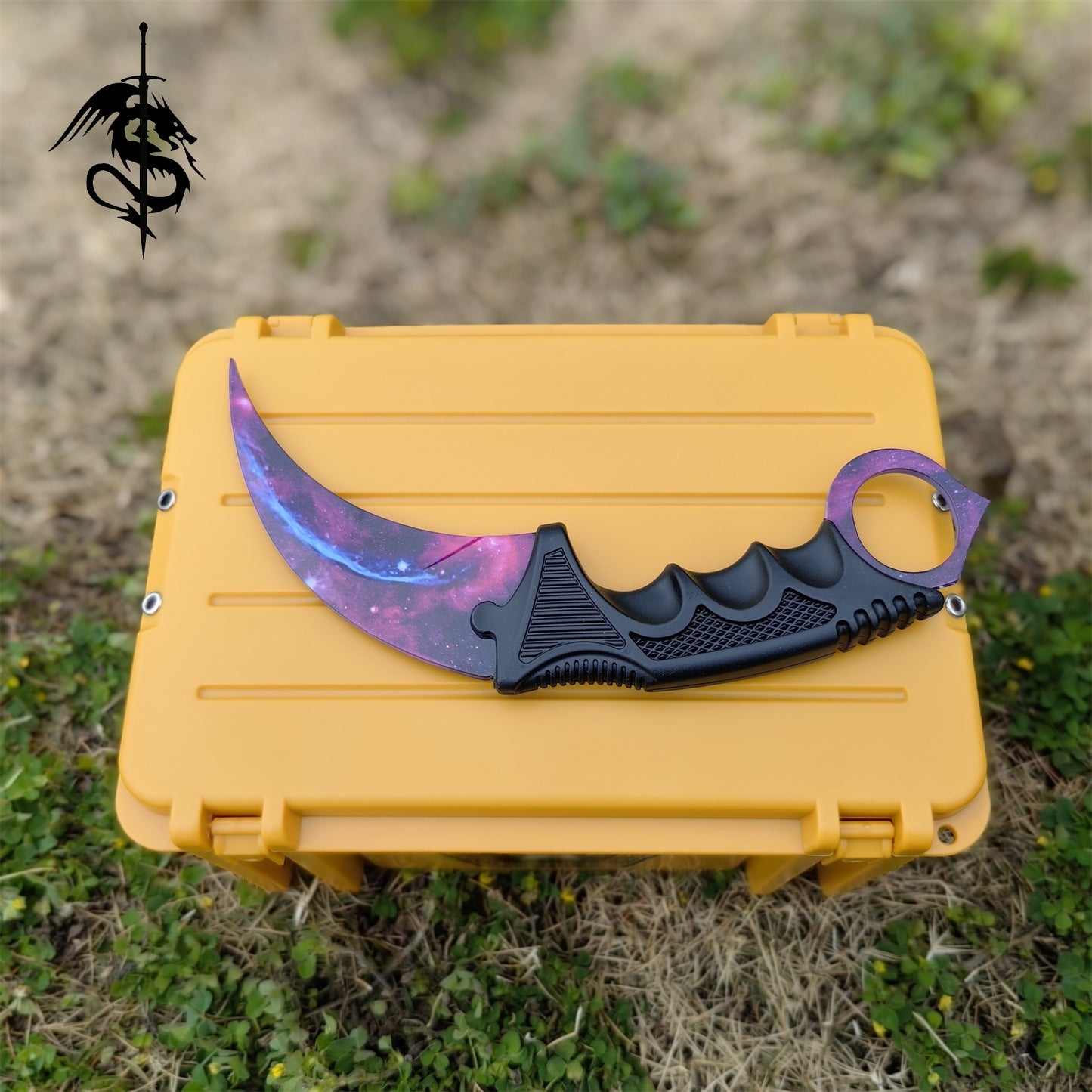 CSGO Style Purple Galaxy Karambit Knife with Storage Case